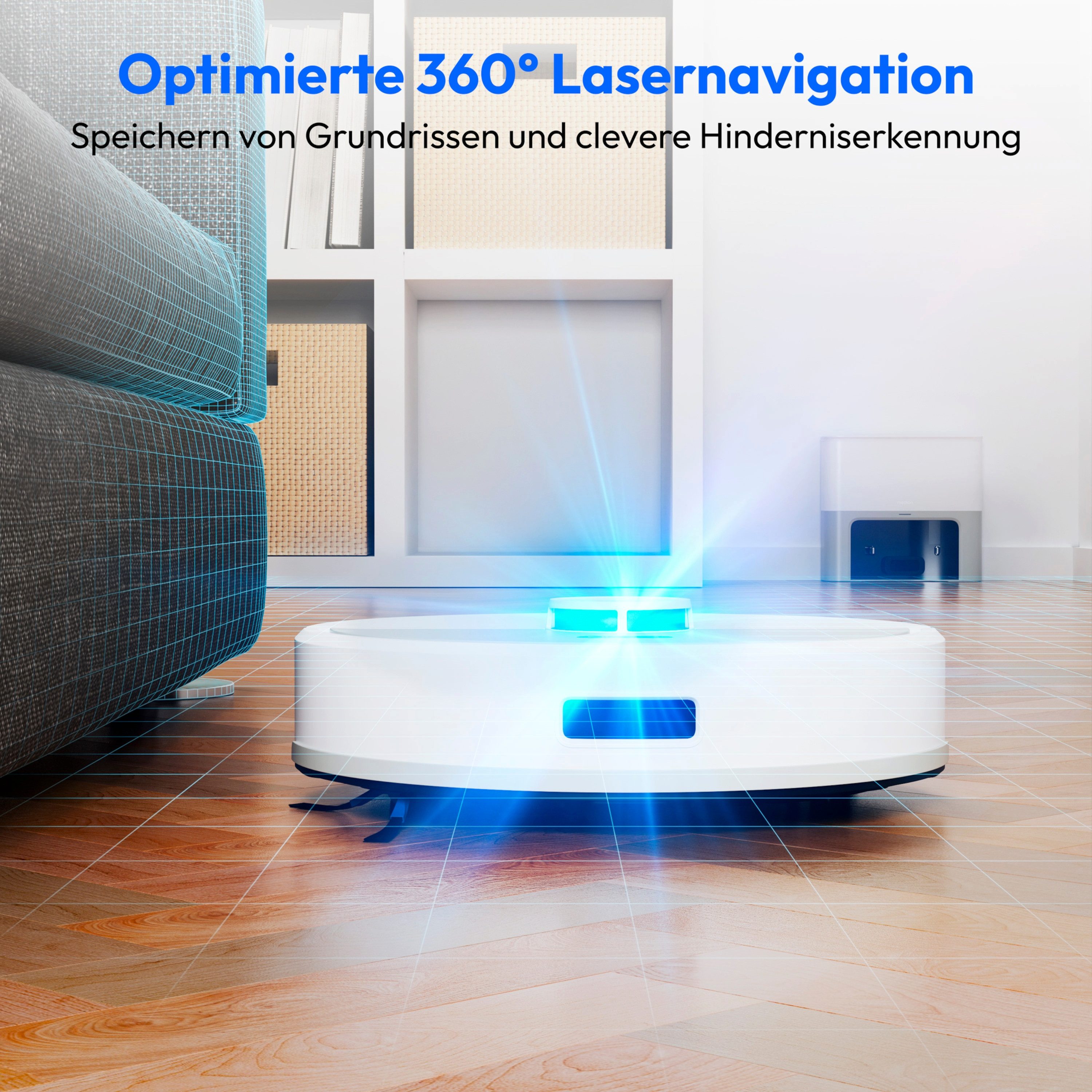 Medion® Saugroboter Smarter Saugroboter mit Wischfunktion und Absaugstation X22 SW+, beutellos, X22SW+
