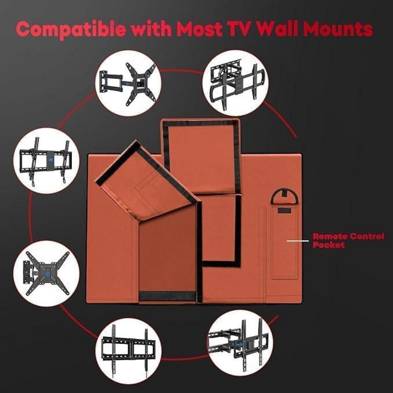LuxusKollektion Schutzplane Fernseher Abdeckung außen 600D Oxford PU wasserdicht 46 48 TV Braun