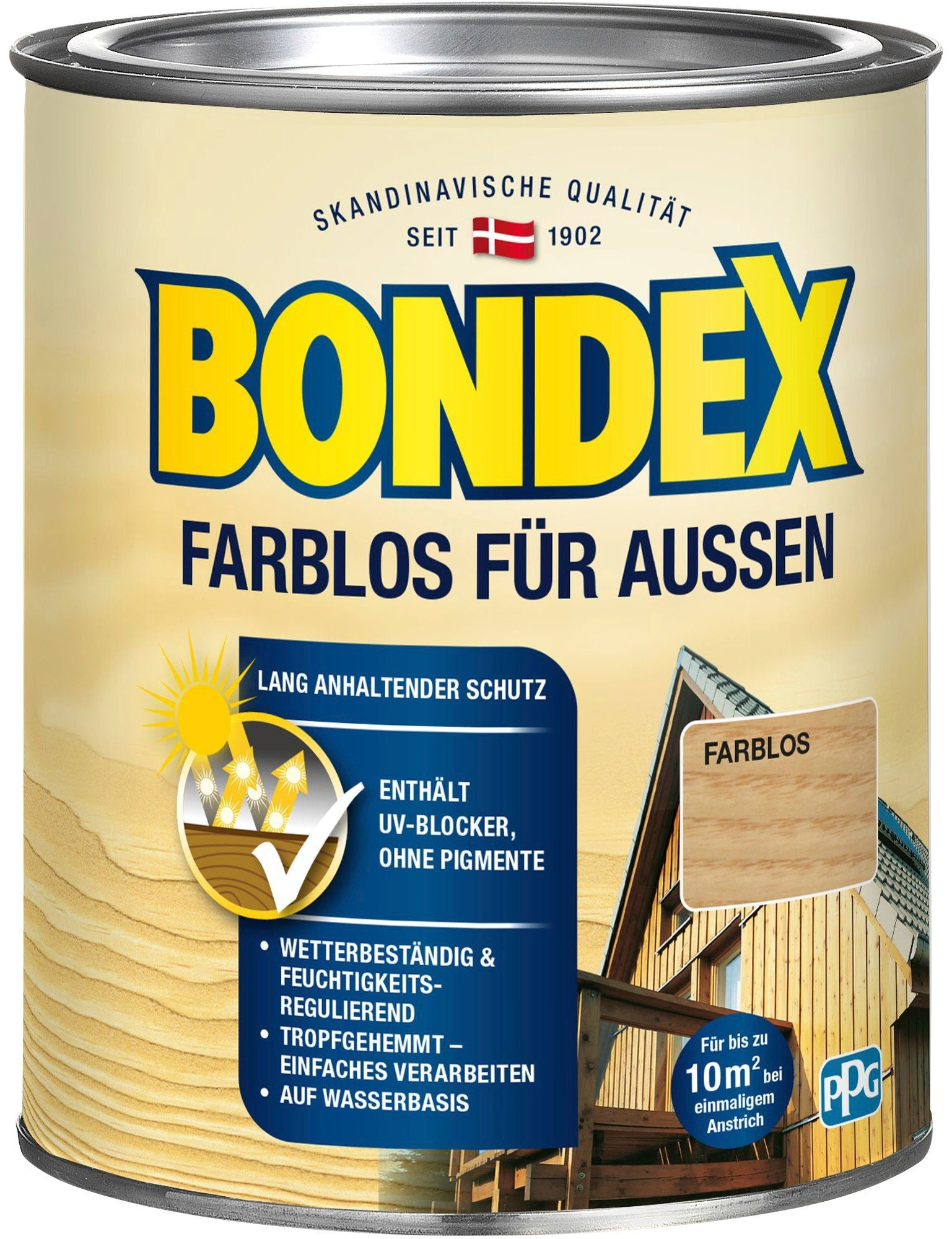Bondex Holzschutzlasur FARBLOS FÜR AUSSEN, Liter Farblos, 0,75 Wetterschutz Holzverkleidung, Inhalt