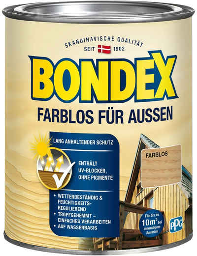 Bondex Holzschutzlasur FARBLOS FÜR AUSSEN, Wetterschutz Holzverkleidung, Farblos, 0,75 Liter Inhalt