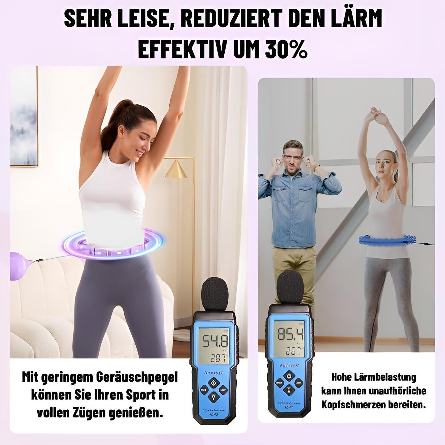 Diyarts Hula-Hoop-Reifen (Smart Hula Hoop), Smart Fitness Hoop TR002, LED, 60 dB leise, 18 Segmente, Akku