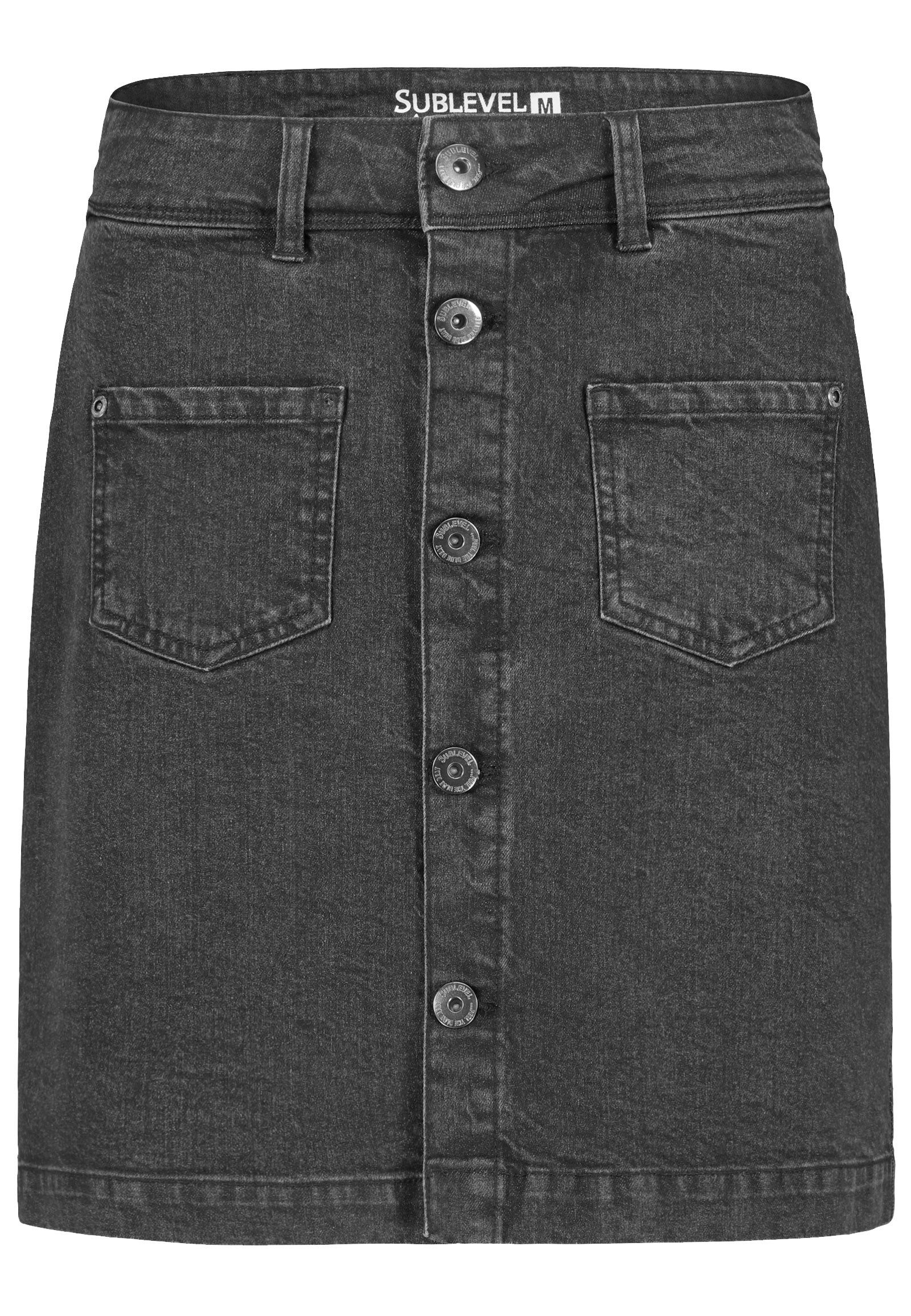 SUBLEVEL Jeansrock Damen Maxi Midi Mini Rock langer Schnitt Denim Stretch