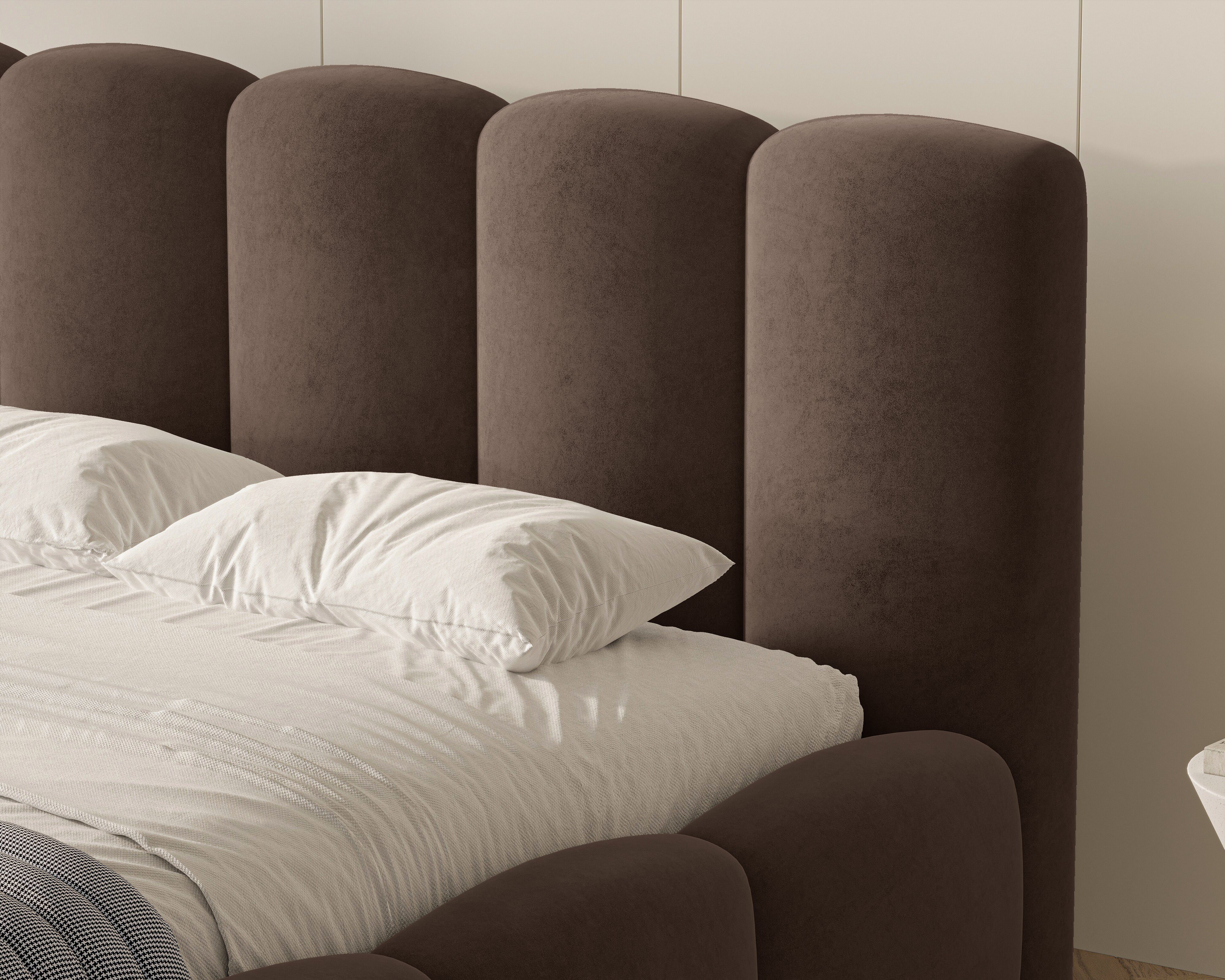 MOEBLO Polsterbett BUBBLE 18 (Polsterbett Bubble mit Bettkasten und Lattenrost aus Samt Velvet Velour Wolkenbett - Polsterbett 140), Maße (B x H x T): 163/183/203 x 100 x 220 cm