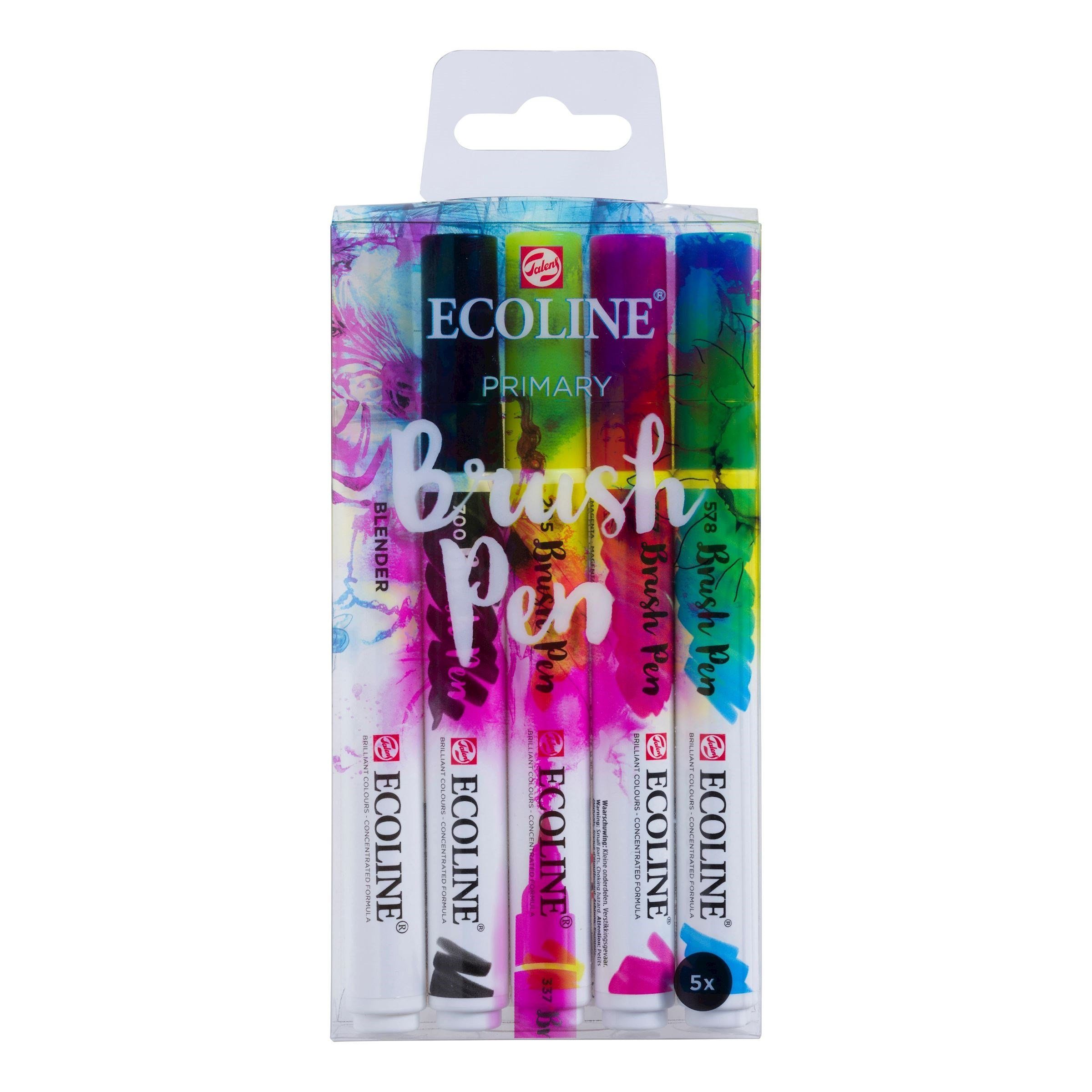 Talens Aquarellstifte ECOLINE Brushpen Set 5, Primärfarben (Primary)