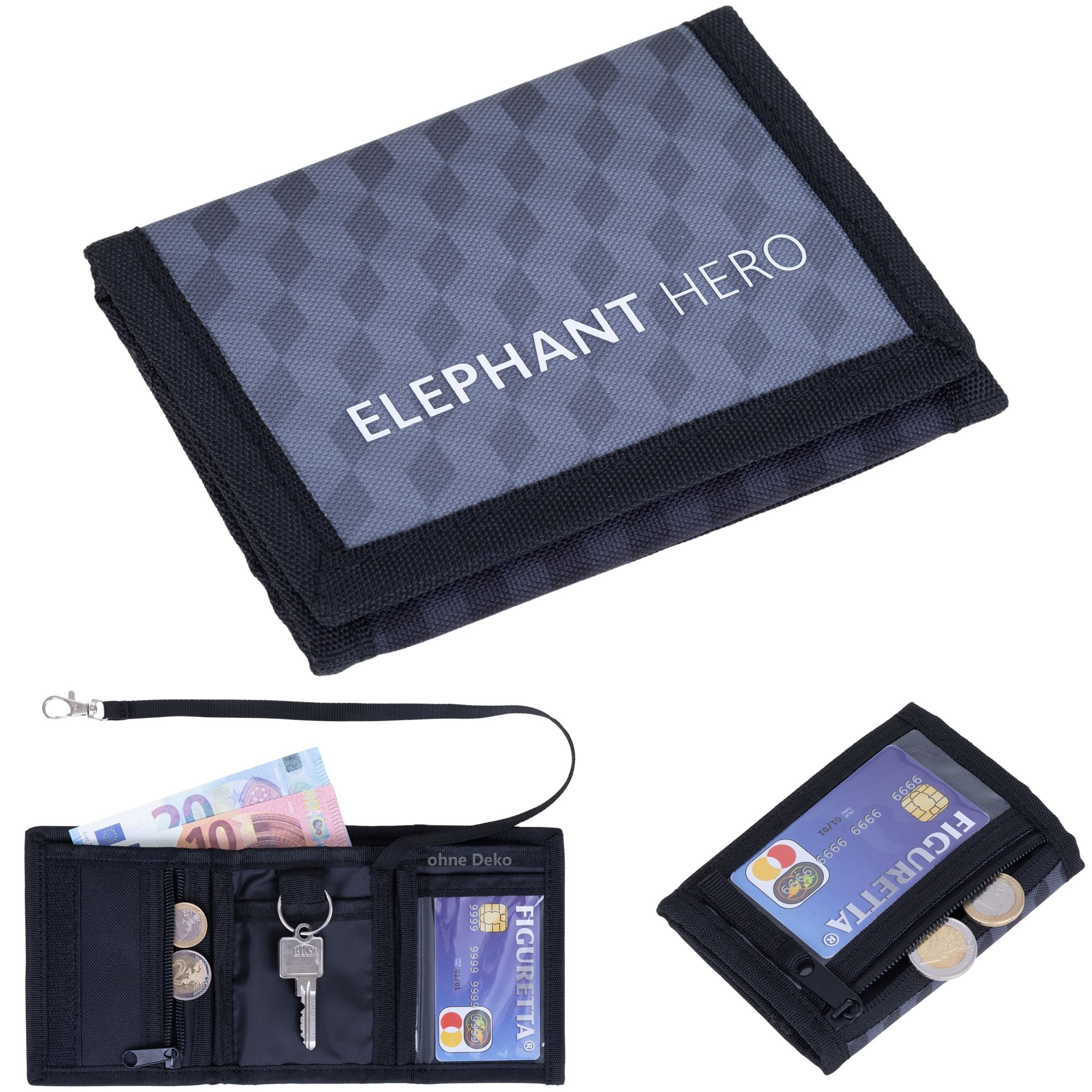 ELEPHANT Geldbörse Mädchen Jungen Hero Signature, Wallet Klettbörse Schülerbörse Schlüsselring Ausweisfach