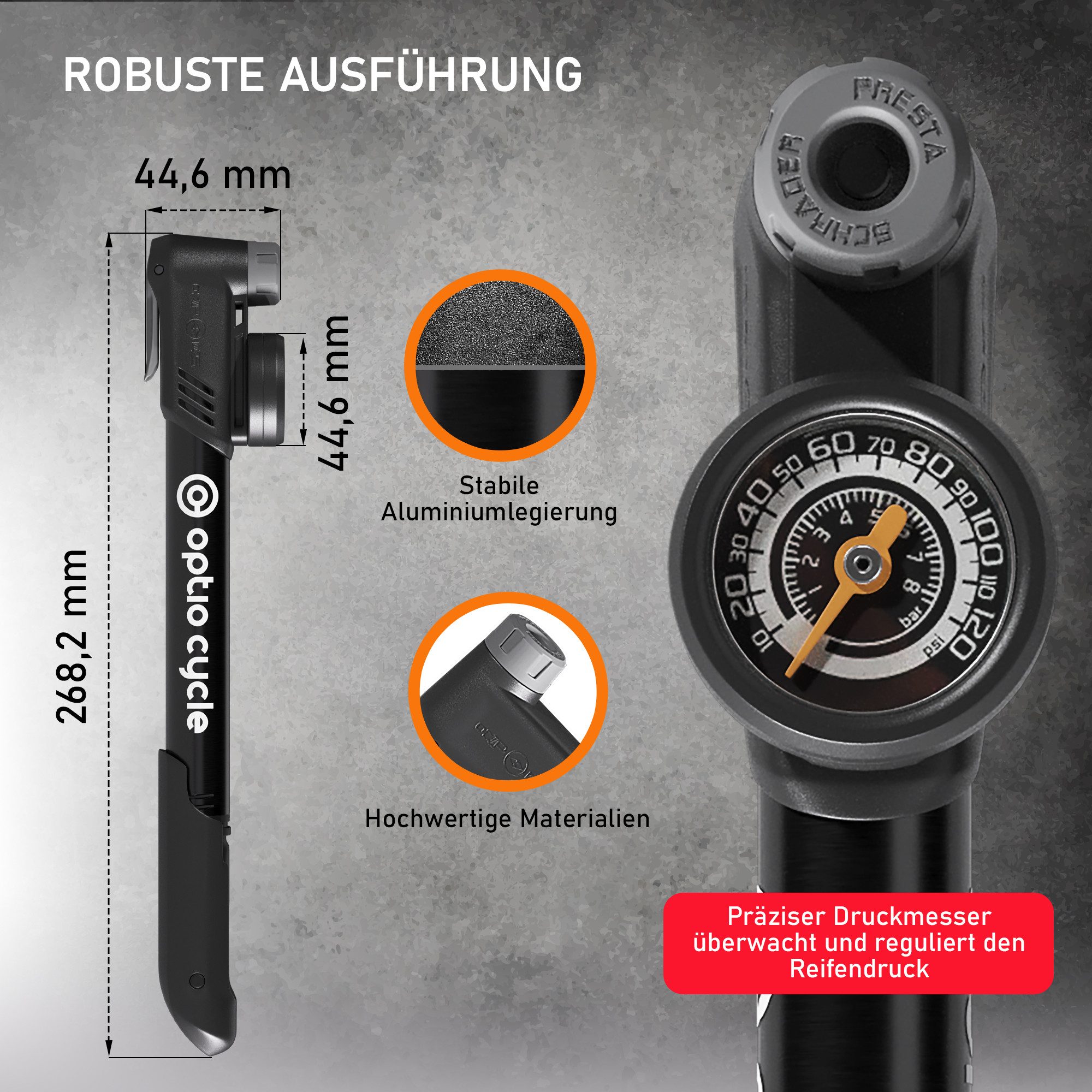 Optio Cylce Minipumpe Optio Cycle Mini Fahrradpumpe 8,3 bar / 120 PSI