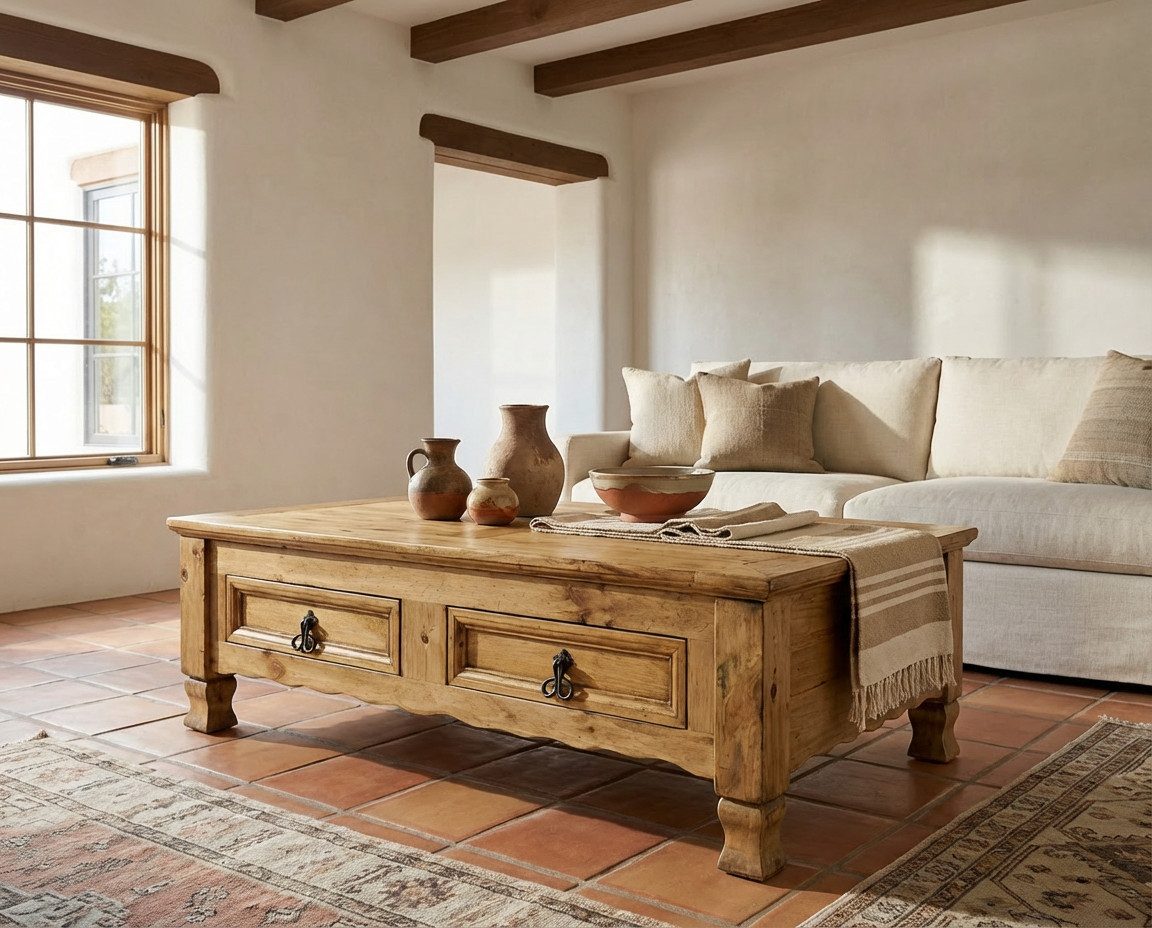 WOLF MÖBEL Wohnzimmertisch MEXIKO Couchtisch mit 2 Schubladen 120x80 (120x80x40), MEXIKO Couchtisch mit 2 Schubladen 120x80