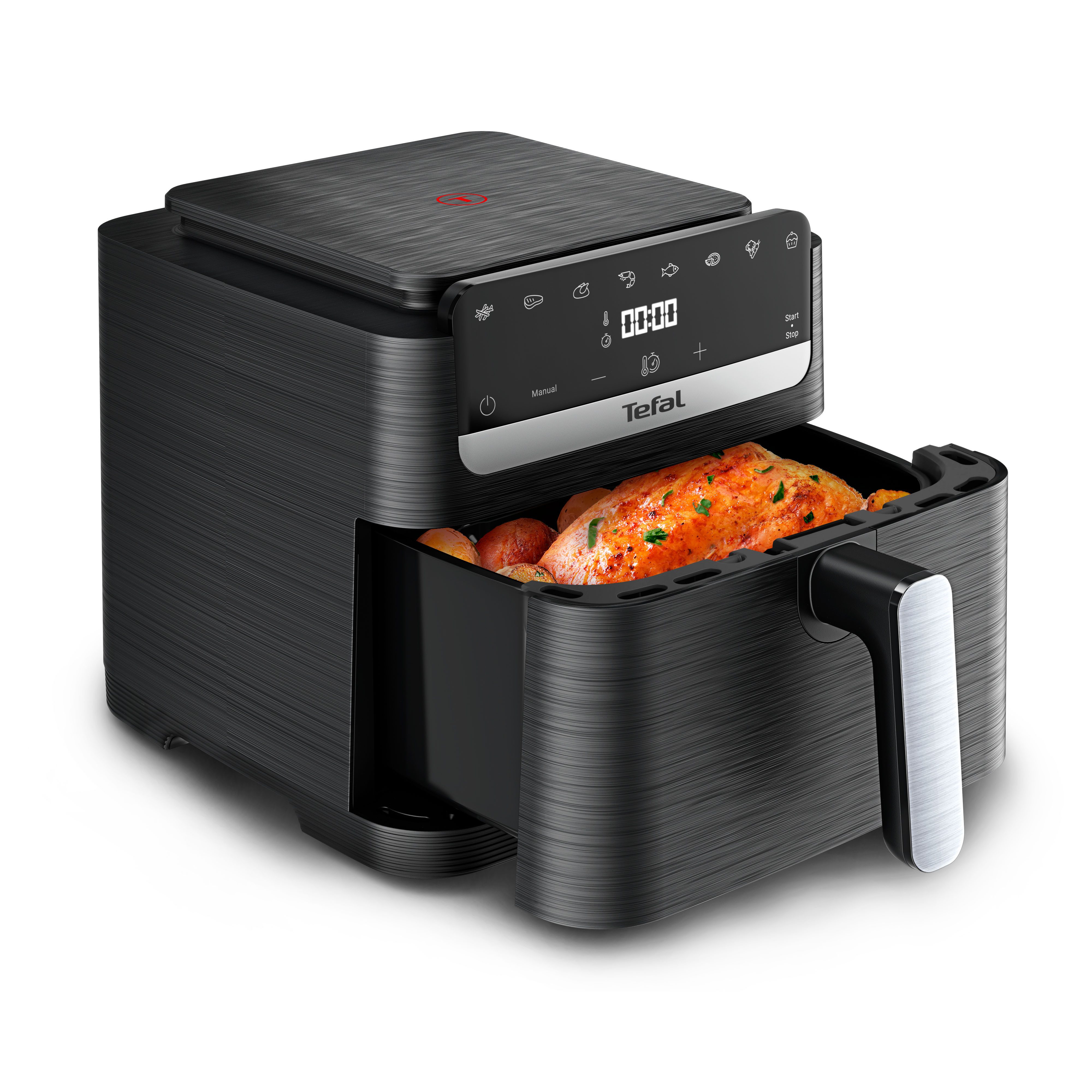 Tefal Heißluftfritteuse Easy Fry Mega Compact, platzsparendes Design, XL-Fassungsvermögen, intuitiver Touchscreen, spülmaschinengeeigneter Korb, EY8618