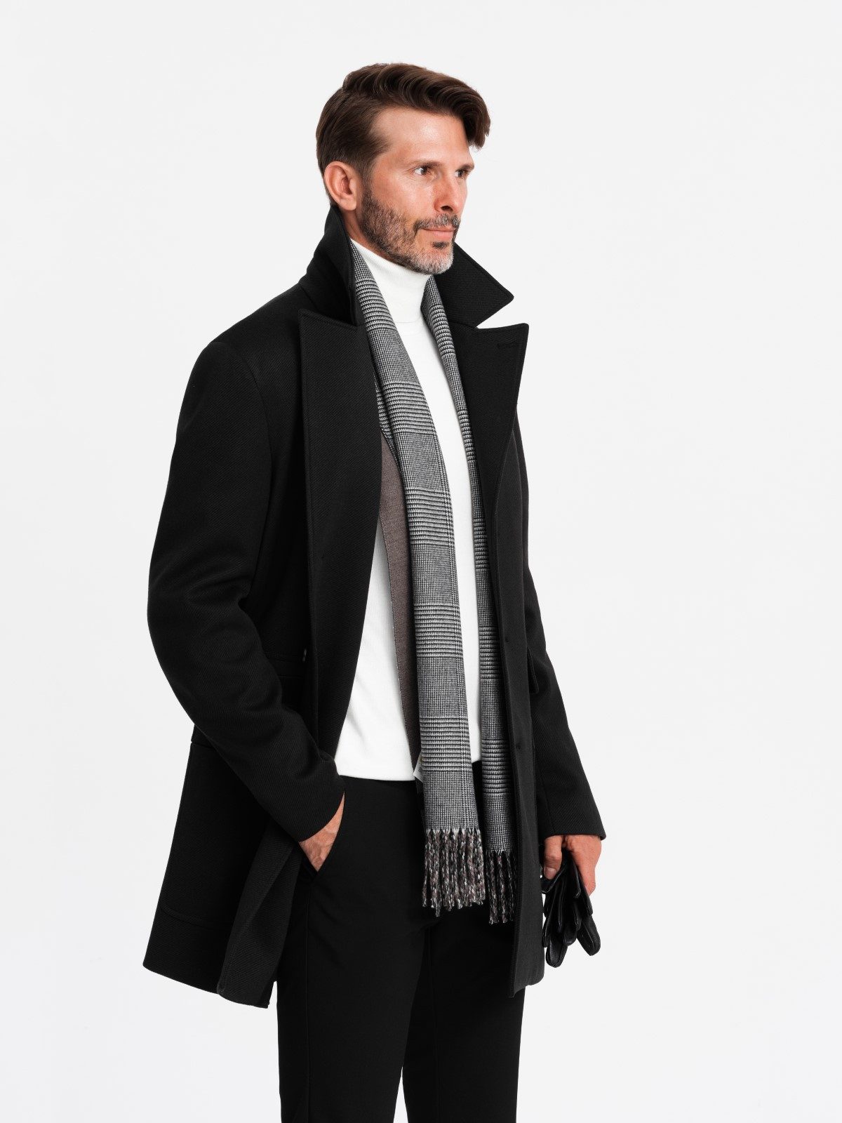 OMBRE Langmantel Einreihiger Herrenmantel mit Taschen