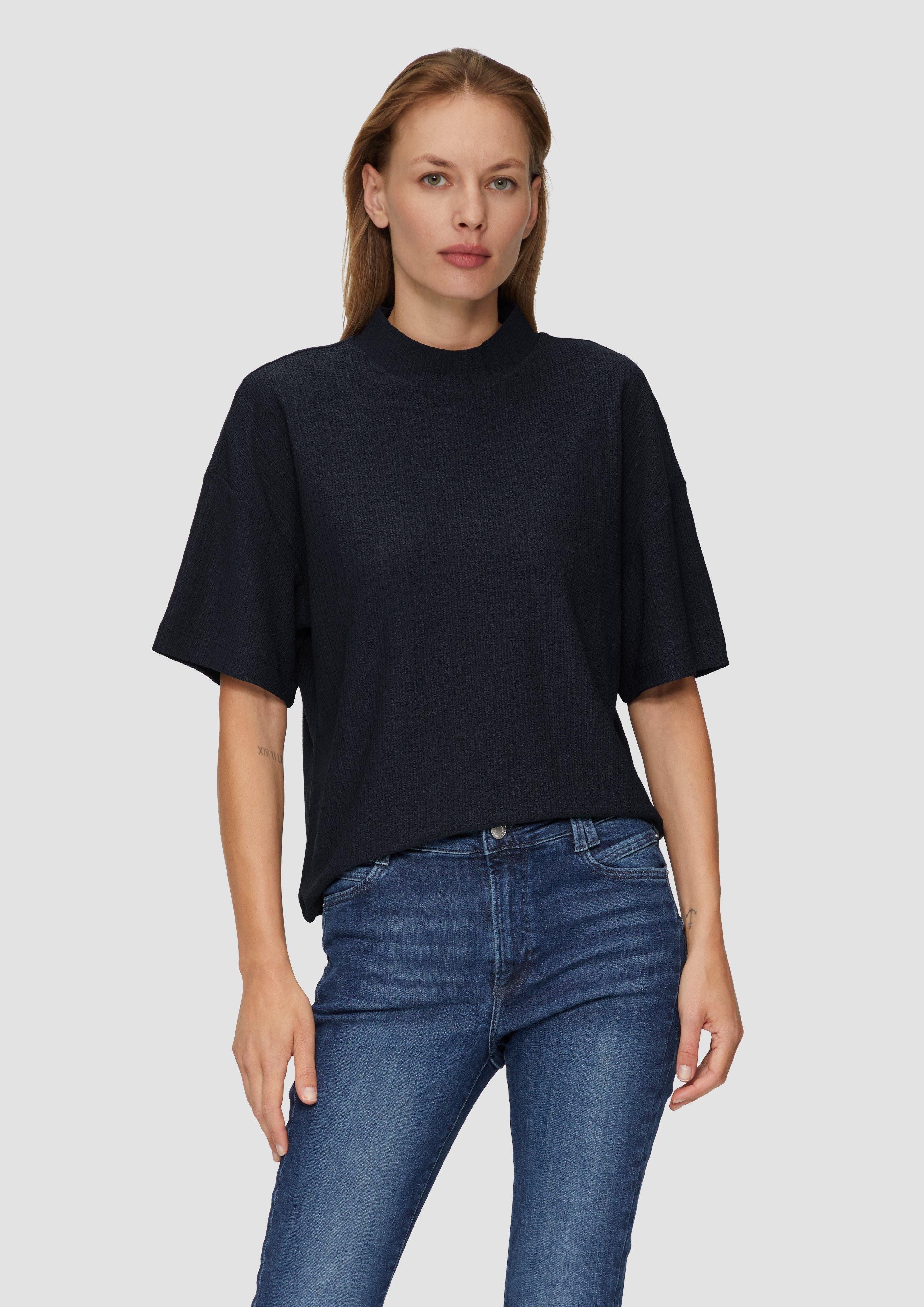 s.Oliver 3/4-Arm-Shirt Crêpe-Shirt mit Stehkragen Ziernaht günstig online kaufen
