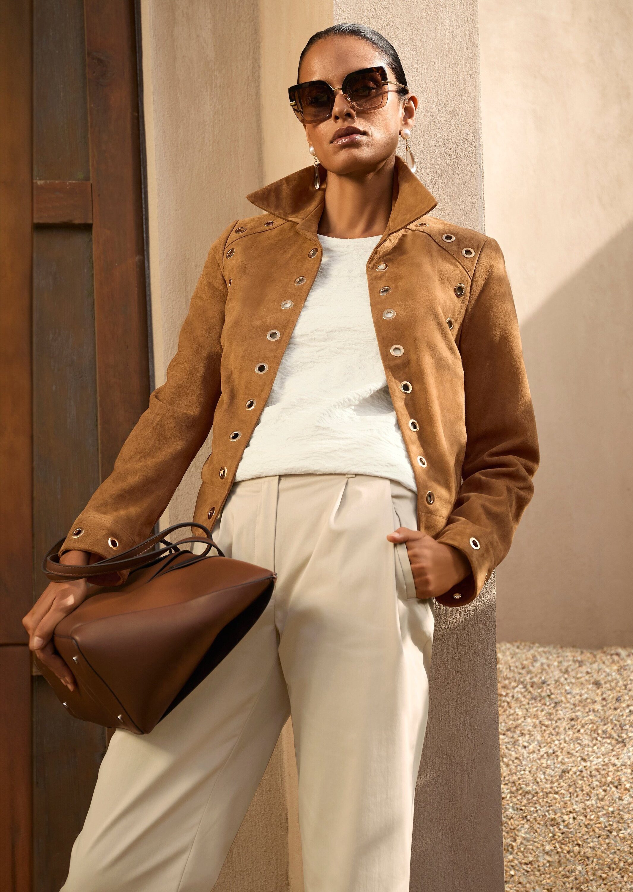 Jeansjacke Kurzjacke mit Ösendetails