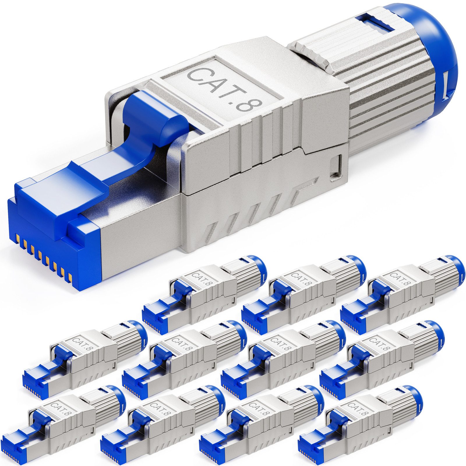 HB-DIGITAL Netzwerkstecker Set Netzwerkstecker Cat.8 50u werkzeuglos - Vater, (12-St)