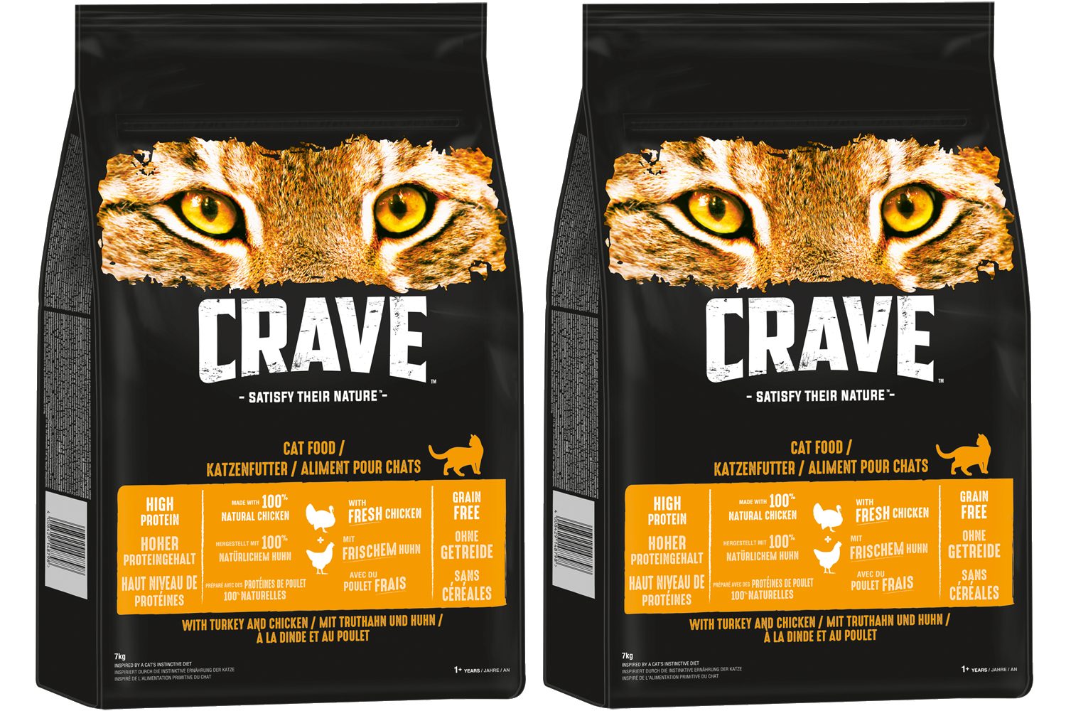 CRAVE CRAVE™ Katze Beutel mit Truthahn und Huhn 2 x 7kg, Trockenfutter für: Katze