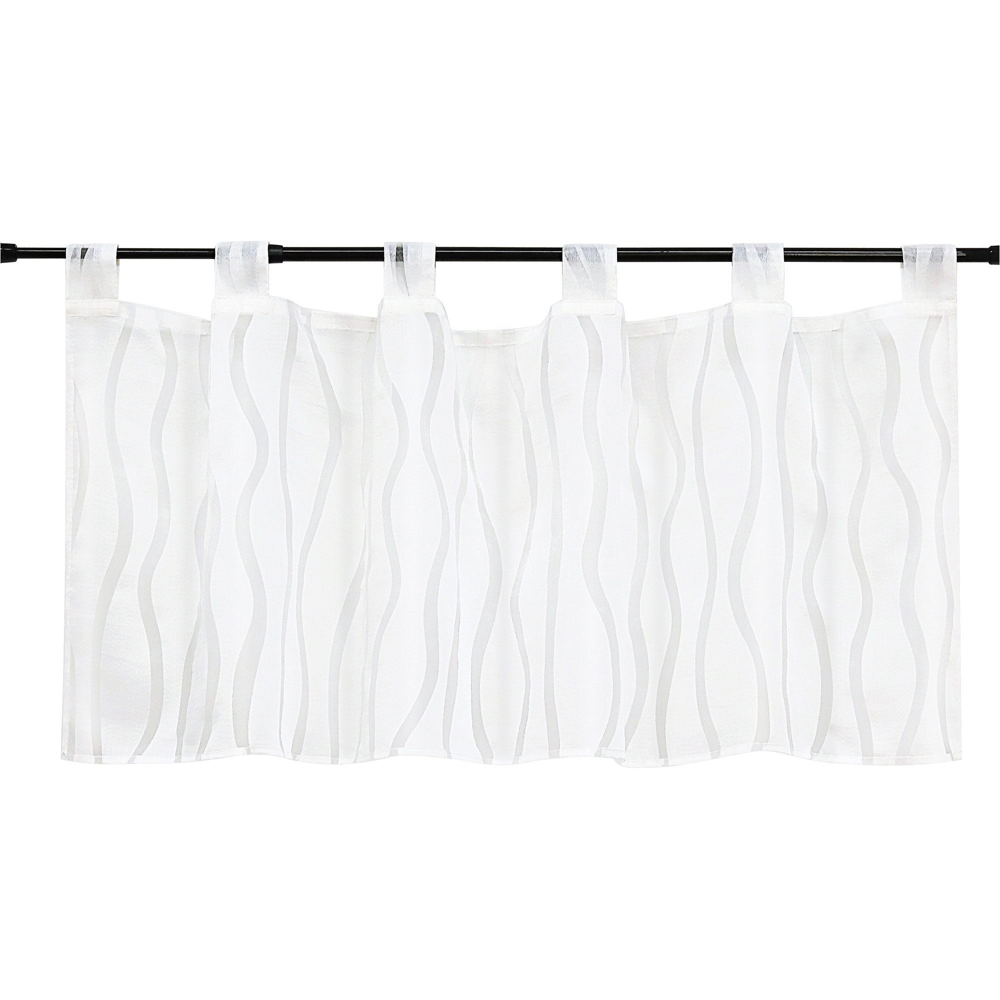 Joyswahl Scheibengardine, Schlaufen, Weiß Wellen, Ausbrenner Bistrogardinen günstig online kaufen