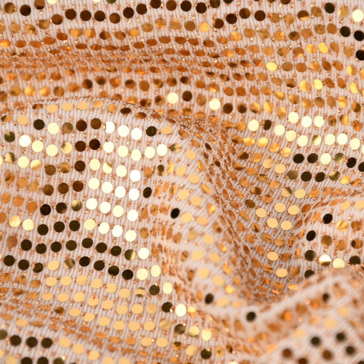 SCHÖNER LEBEN. Stoff Bekleidungsstoff Stretch Lurex Pailletten Glitzer weiß gold 1,45m, mit Metallic-Effekt