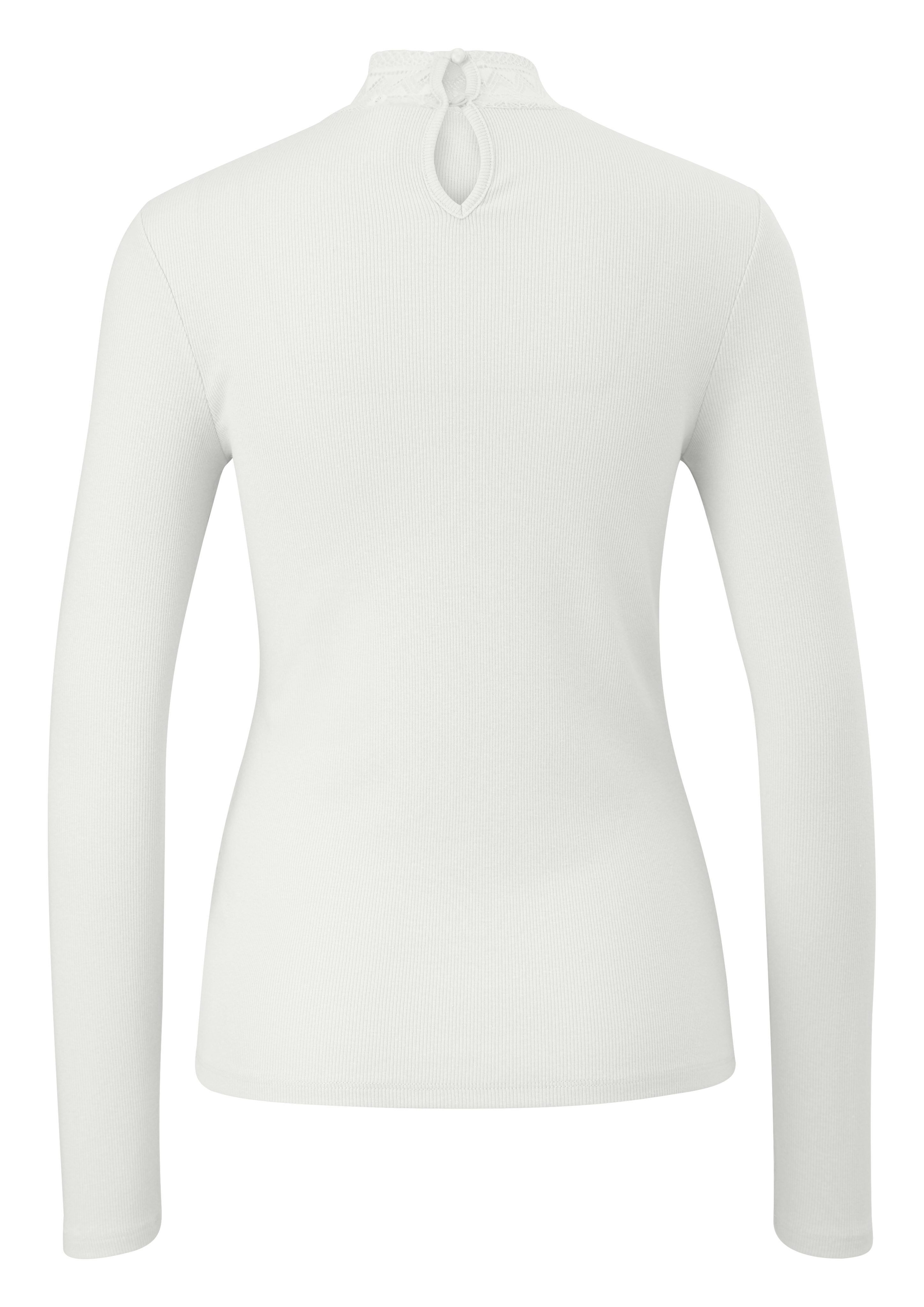 QS Langarmshirt Rippshirt mit Spitzeneinsatz und günstig online kaufen
