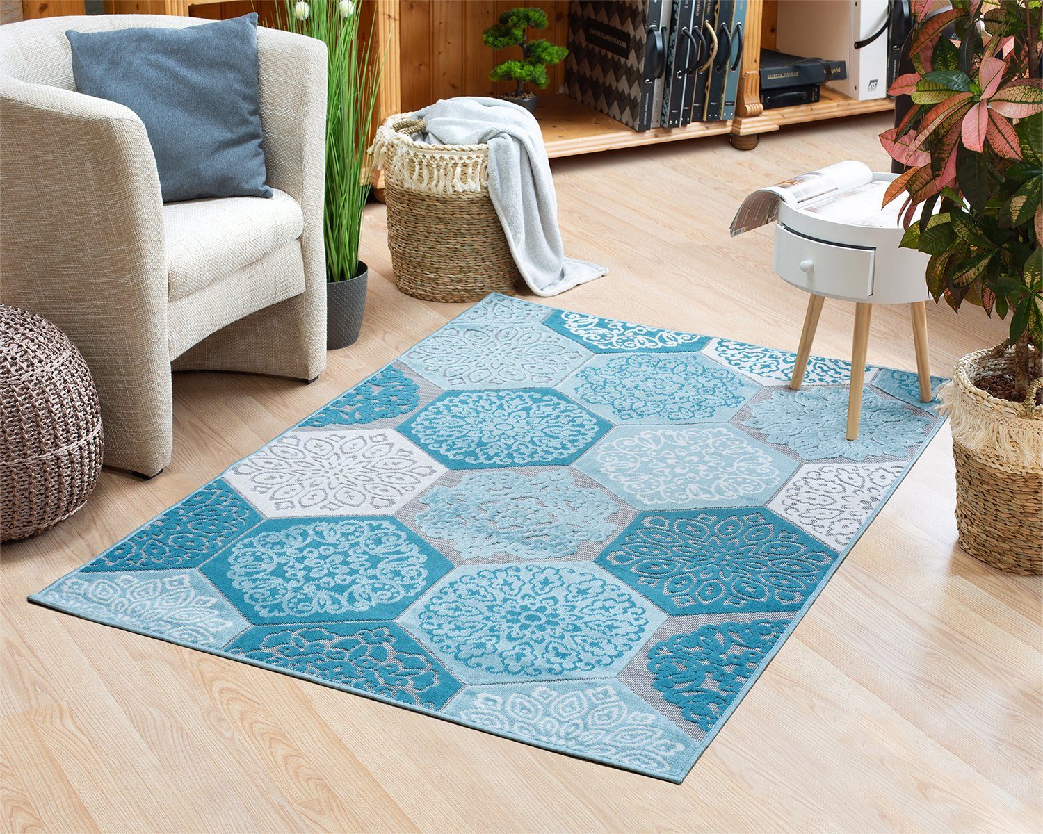 Teppich In und OutdoorTeppich Classic Hexagon Tiles, 160x230 cm für