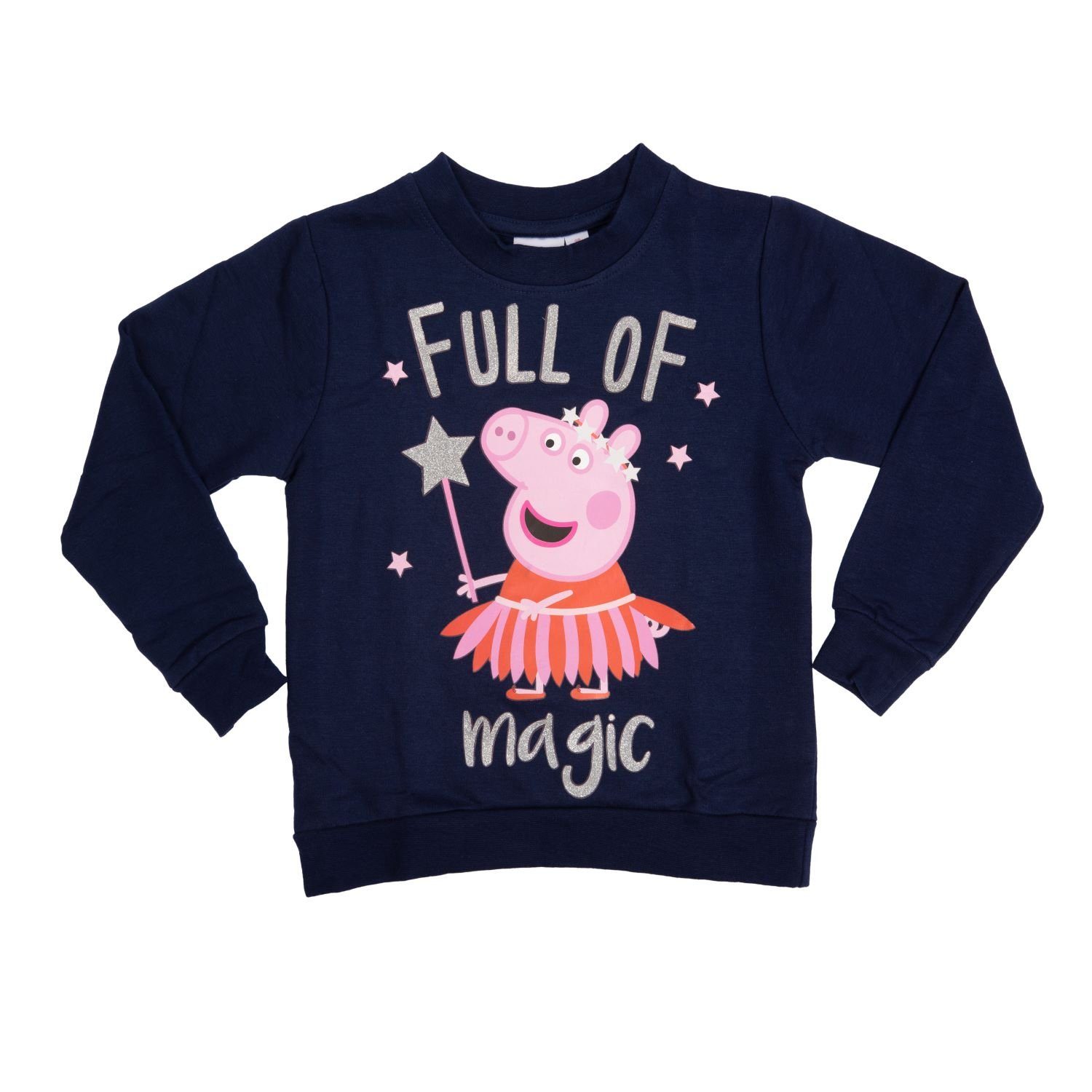 United Labels® Sweatshirt Peppa Wutz Pullover – Full of magic - mit  Glitterprint Blau