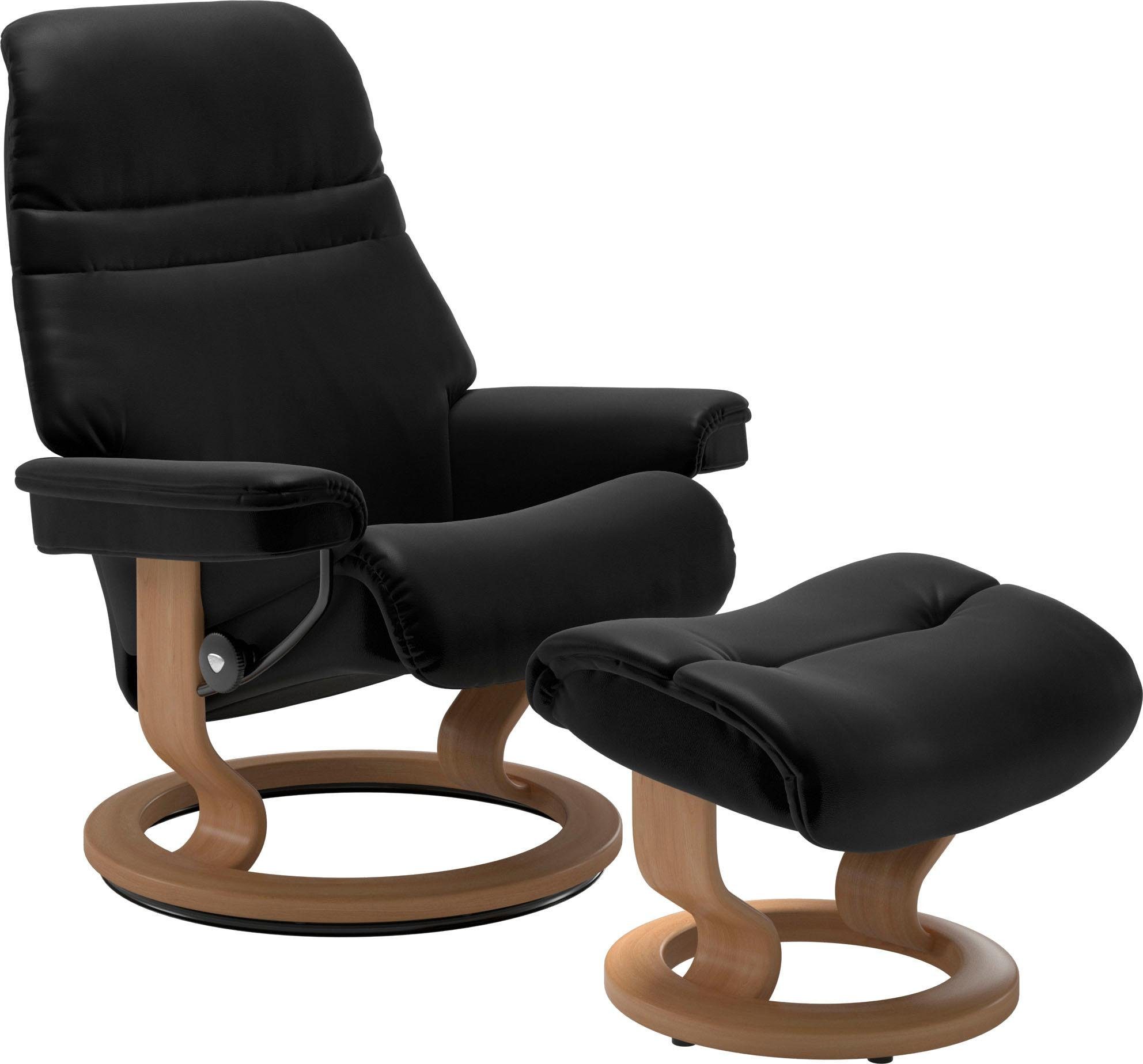 Größe Stressless® mit Hocker), Sunrise Classic Gestell Eiche Relaxsessel M, Relaxsessel Base, (Set, mit