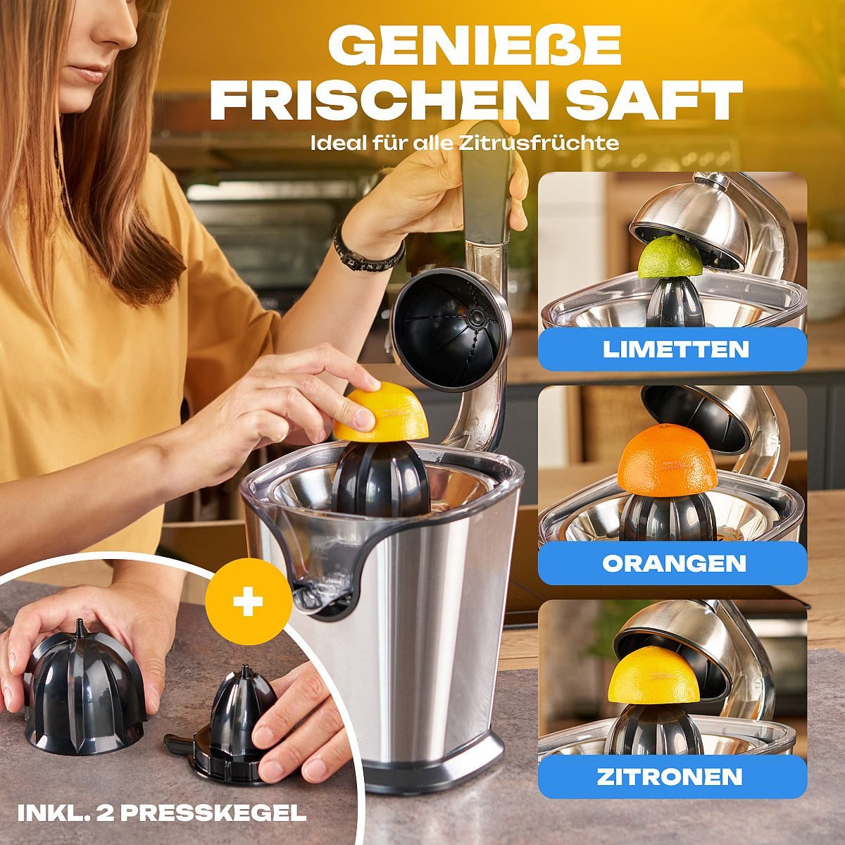 ProfiCook Zitruspresse PC-ZP 1154, mit Hebel-/Pressarm für optimale Saftausbeute