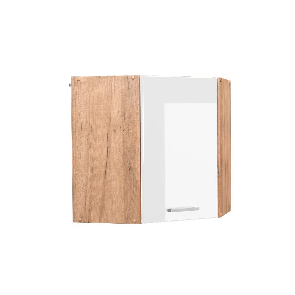 Vicco Eckhängeschrank R-Line, Weiß Hochglanz/Goldkraft Eiche, günstig online kaufen