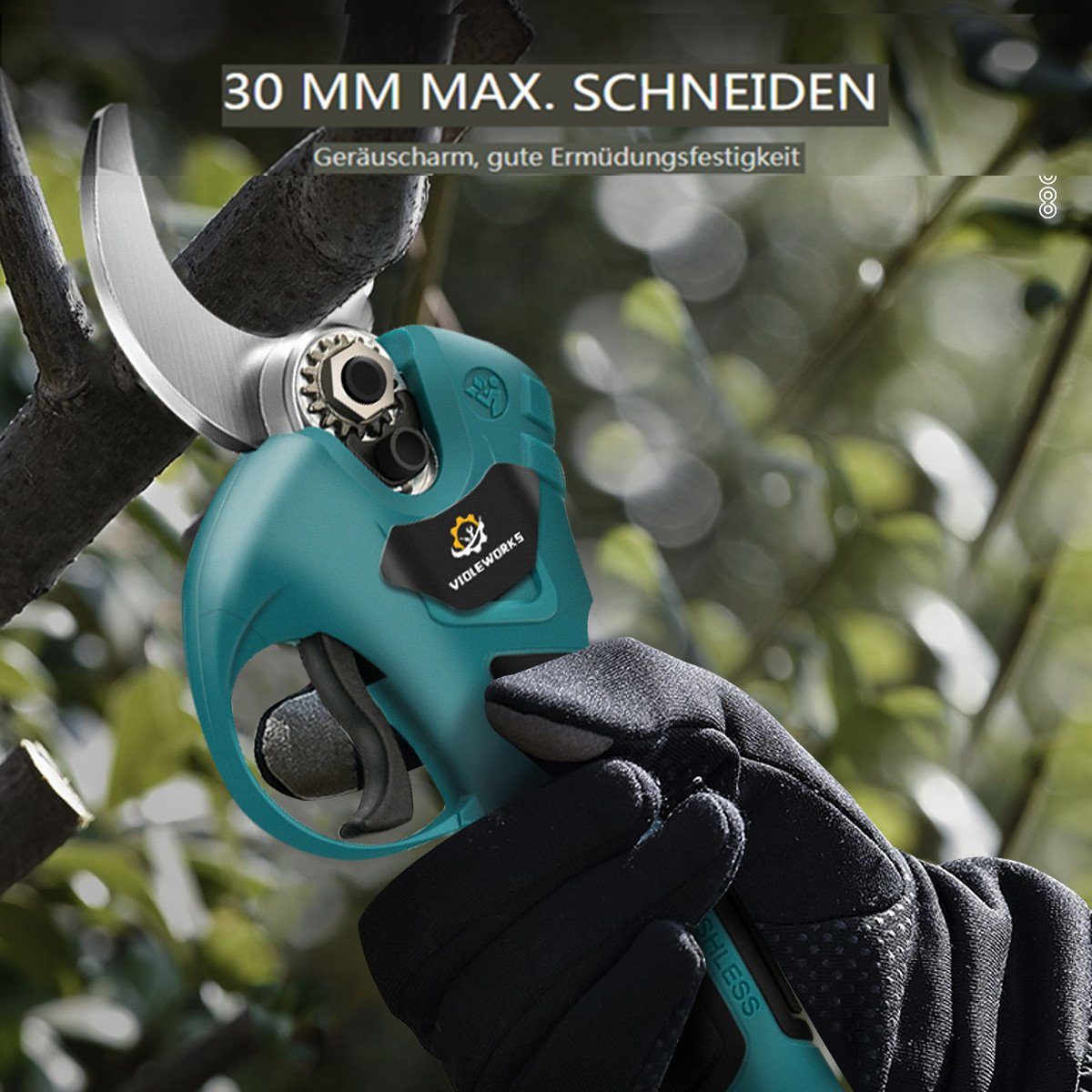 Insma Akku-Astschere, 3000W Elektrisch Gartenschere, Rebschere mit 2 Akkus 20000mAh