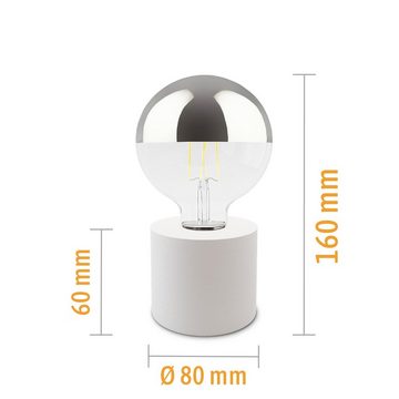 SSC-LUXon LED Bilderleuchte NAMBI Design Tischlampe weiss mit LED Kopfspiegel E27 Silber, Warmweiß