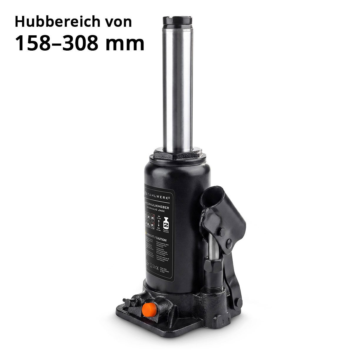 STAHLWERK Wagenheber Hydraulikheber 2 T 158 - 308 mm Stempelwagenheber Autoheber Wagenheber