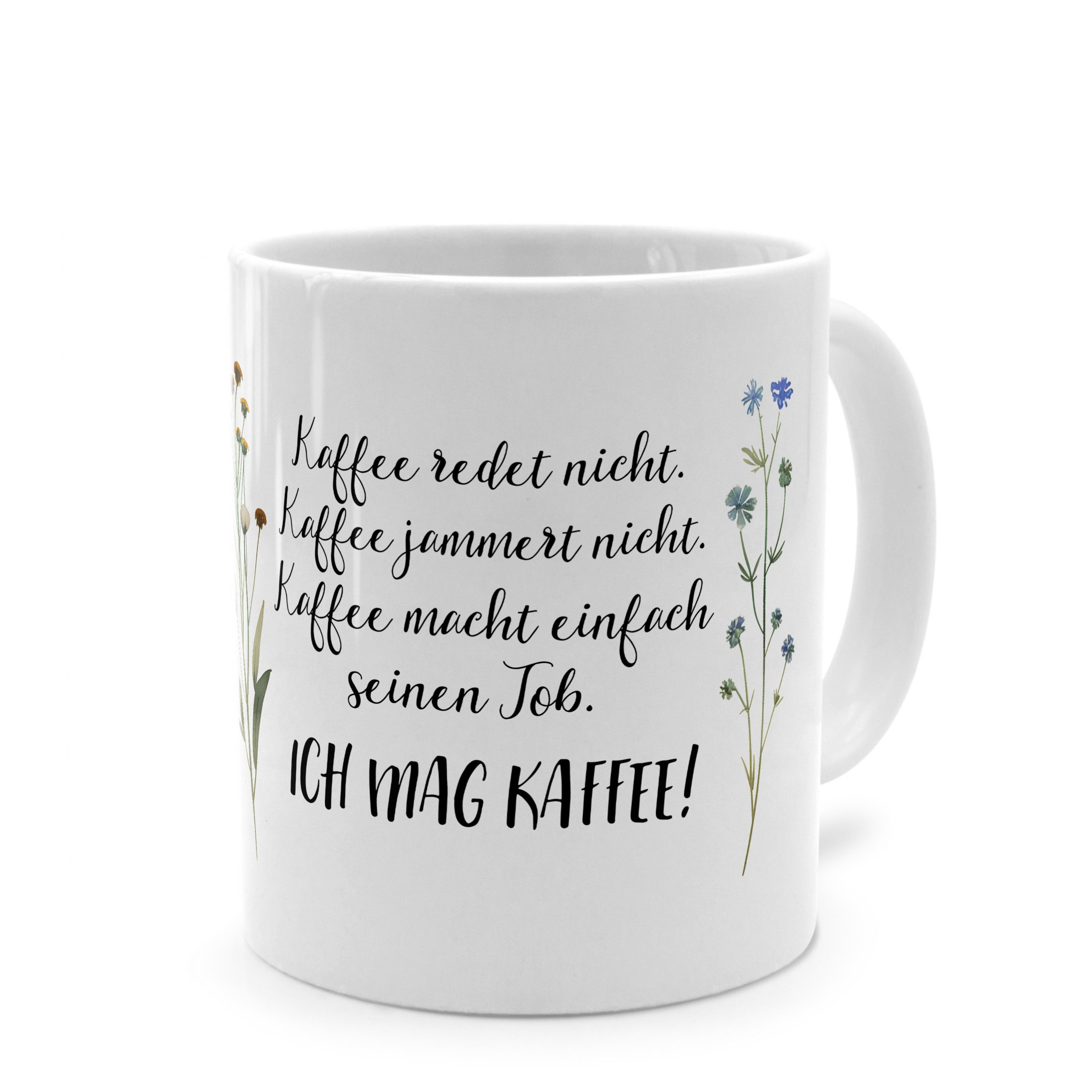 Tasse mit lustigem Spruch 'Ich mag Kaffee' - Sprüchetasse mit Humor