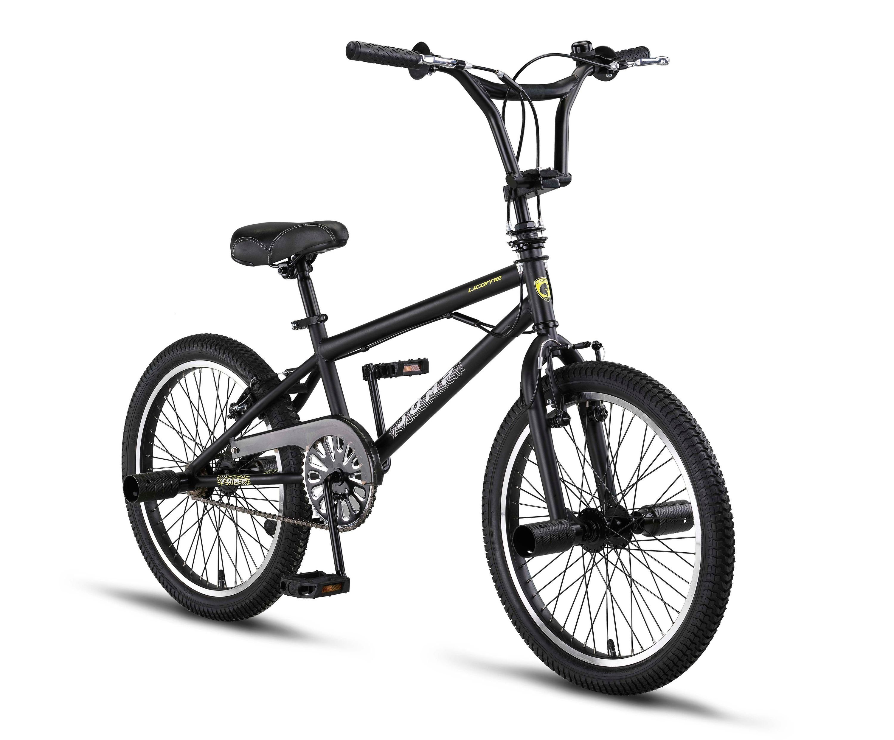 Licorne Bike BMX-Rad Licorne Bike Jump Premium BMX 360° Rotor-System 4 Stahl Pegs, 1 Gang Schwarz-Gelb