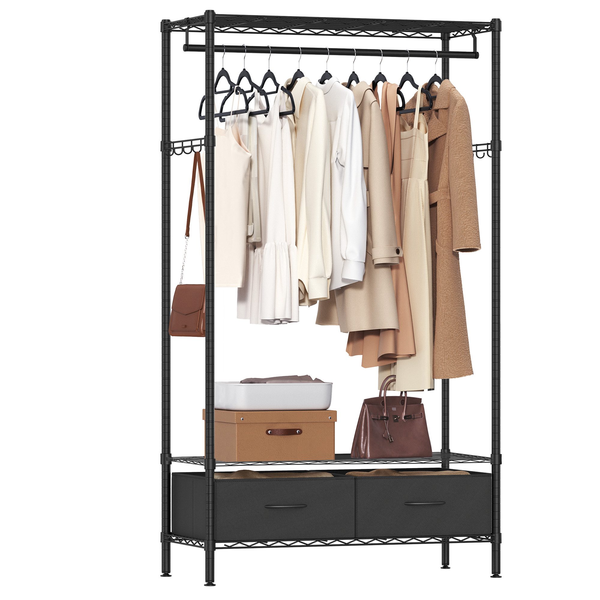 SONGMICS Kleiderständer offener Kleiderschrank, (Garderobenständer mit 2 Sc günstig online kaufen