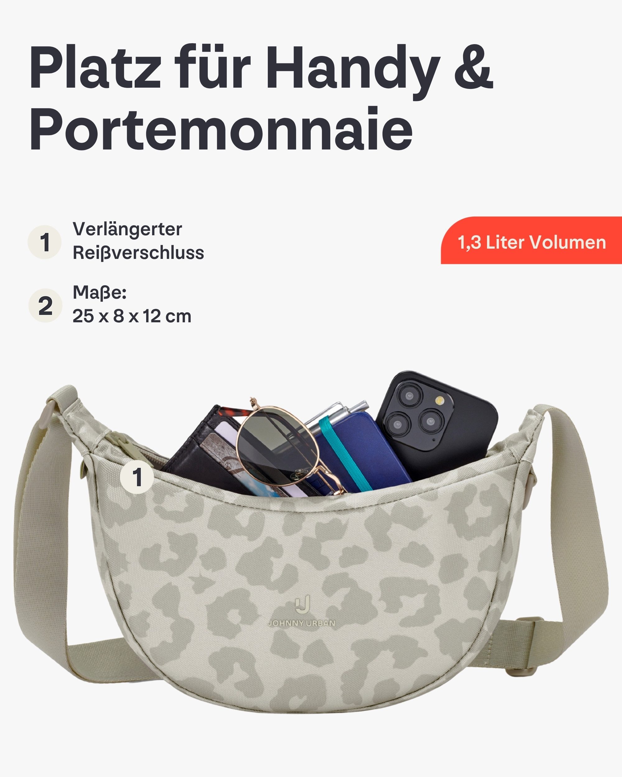 Johnny Urban Umhängetasche Ally Small Half Moon Bag, Kleine Crossbody Bag in Halbmond Form, Wasserabweisend – Bild 3 von 5