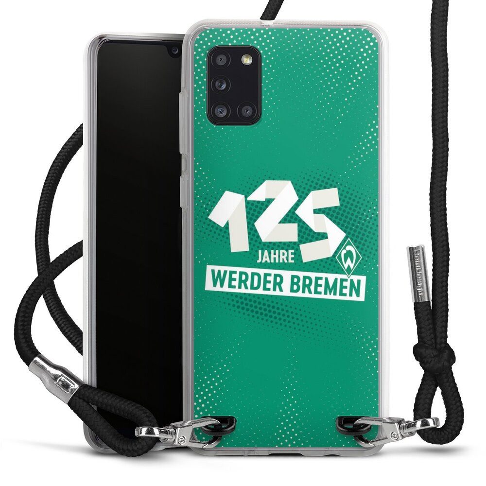 DeinDesign Handyhülle 125 Jahre Werder Bremen Offizielles Lizenzprodukt, Samsung Galaxy A31 Handykette Hülle mit Band Case zum Umhängen
