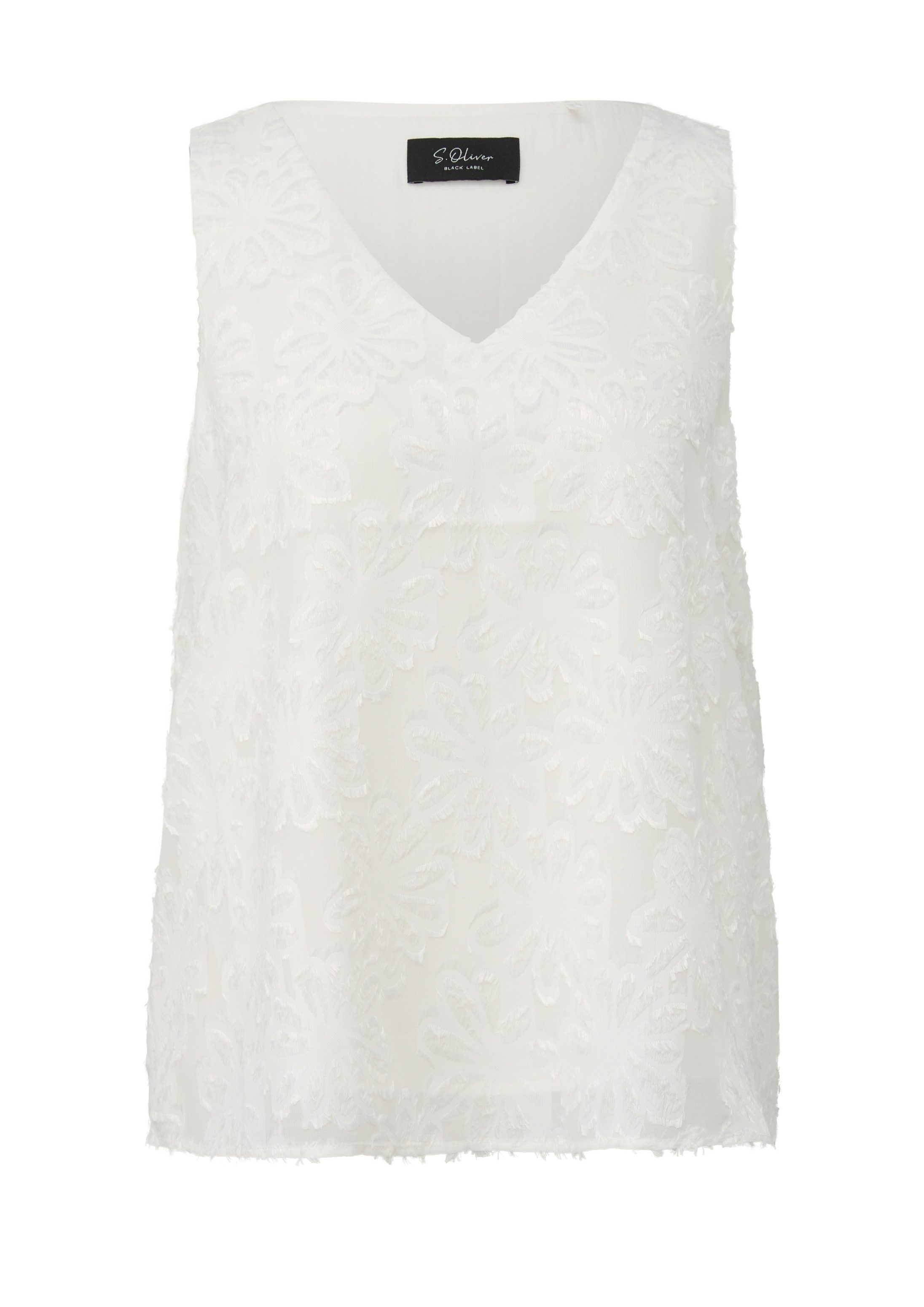 s.Oliver Blusentop Bluse Ärmelloses Chiffon-Top mit V-Ausschnitt und floralem Muster