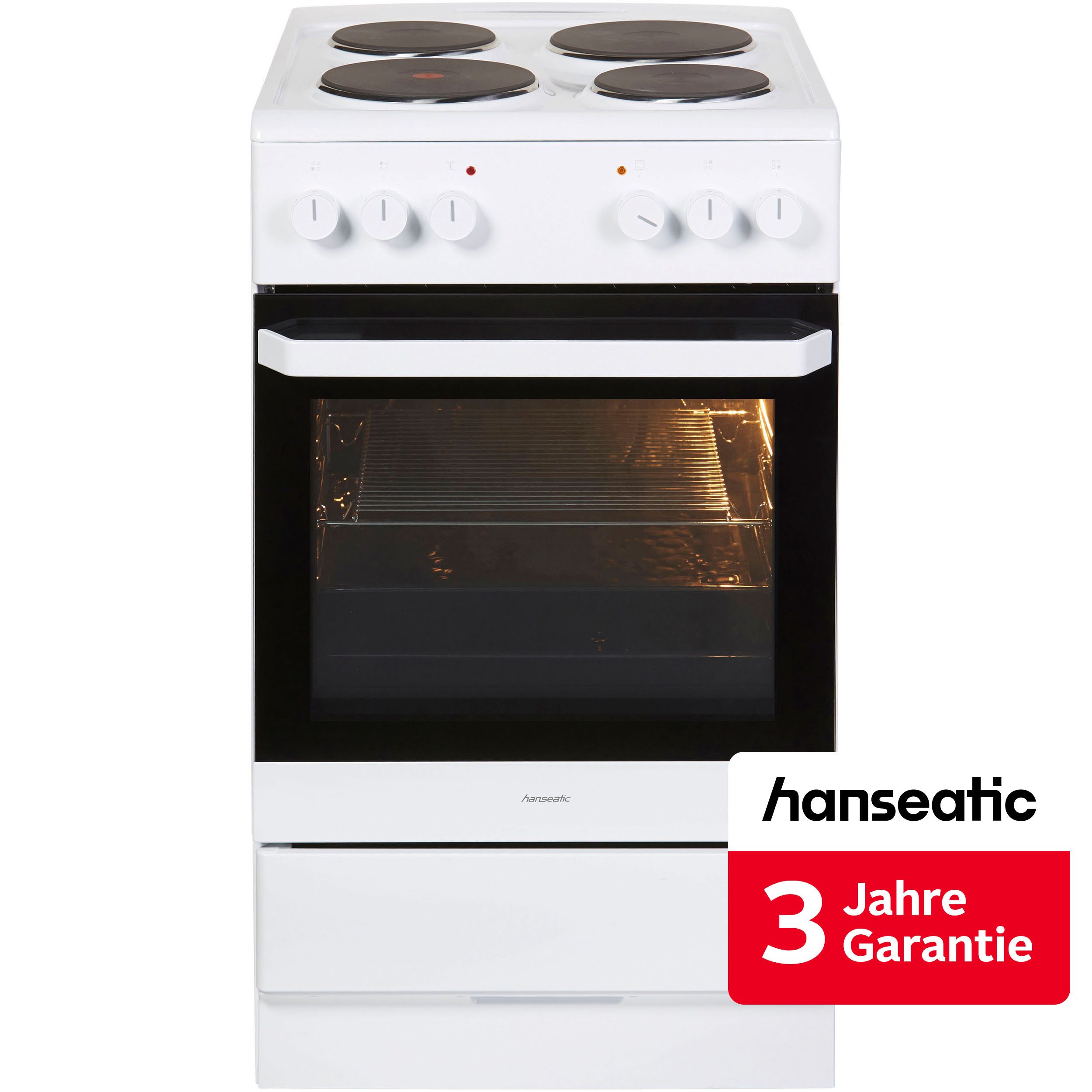 Hanseatic Platten-Standherd 89317732, Simple Steam Reinigungsfunktion, inkl. 3 Jahre Herstellergarantie