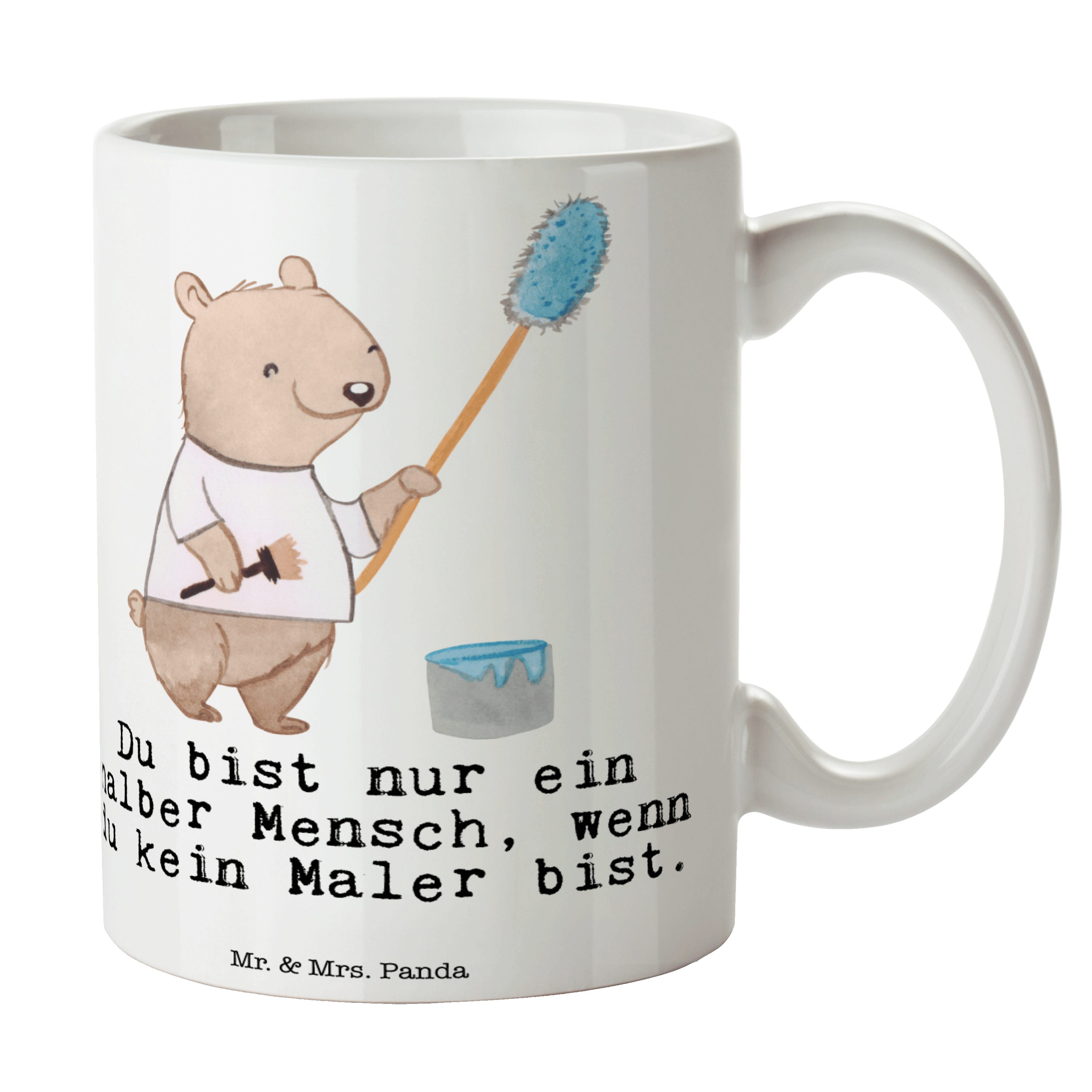 Mr. & Mrs. Panda Tasse Maler mit Herz - Weiß - Geschenk, Malermeister, Mitarbeiter, Malerbet, Keramik | Tassen