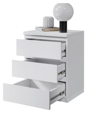 Pol-Power Nachtkommode Nachttisch OLLI, Weiß matt, Breite 45 cm, mit 3 Schubladen
