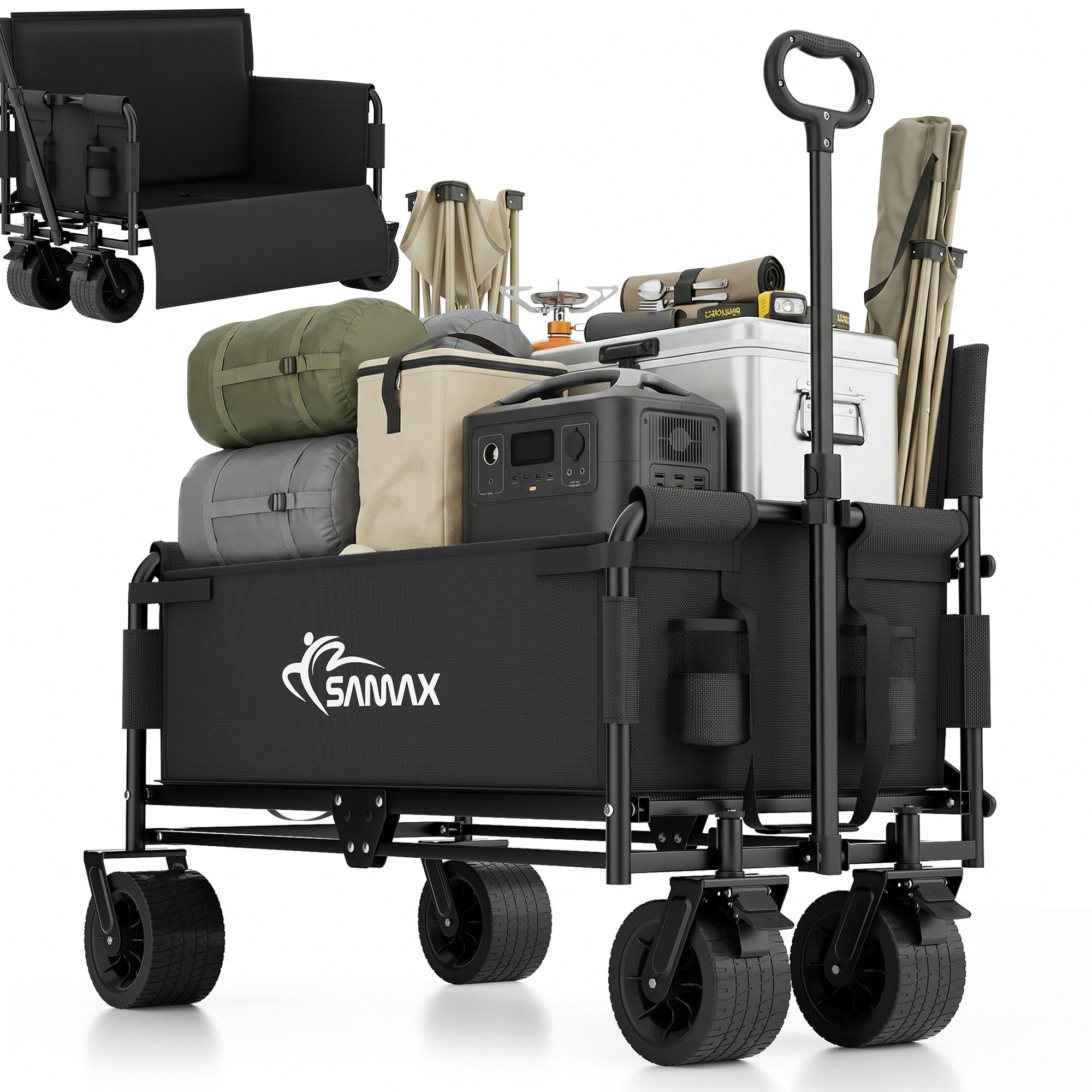 SAMAX Bollerwagen Faltbarer Offroad Festival Edition - Schwarz / Matcha Grün