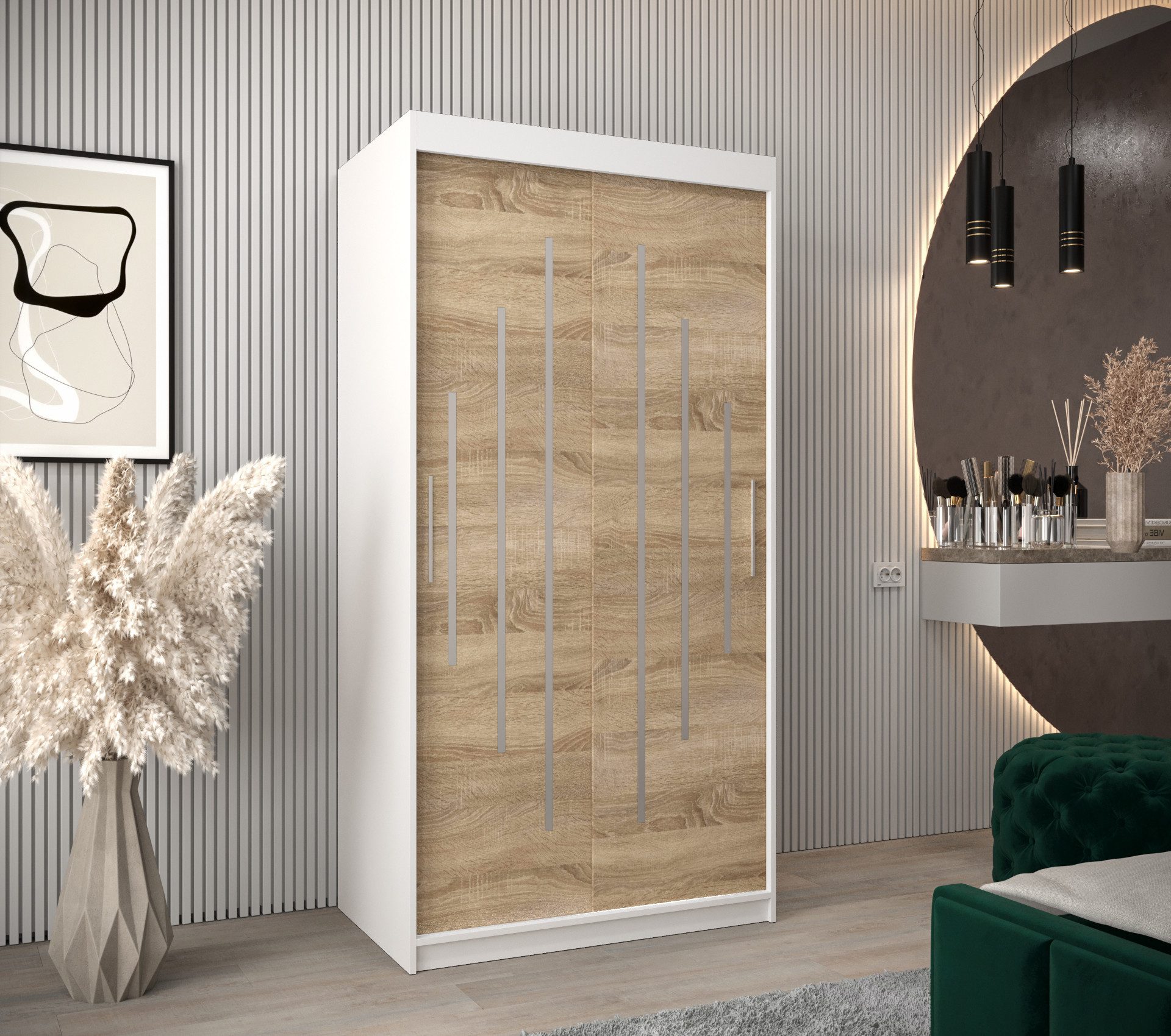 MOEBLO Schiebetürenschrank MALTESE (mit/ ohne Schubladen, Schwebetürenschrank Schrank Garderobe Schiebtüren Schlafzimmer Wohnzimmerschrank) (BxHxT):100/120/150/180/200/250x200x62 cm