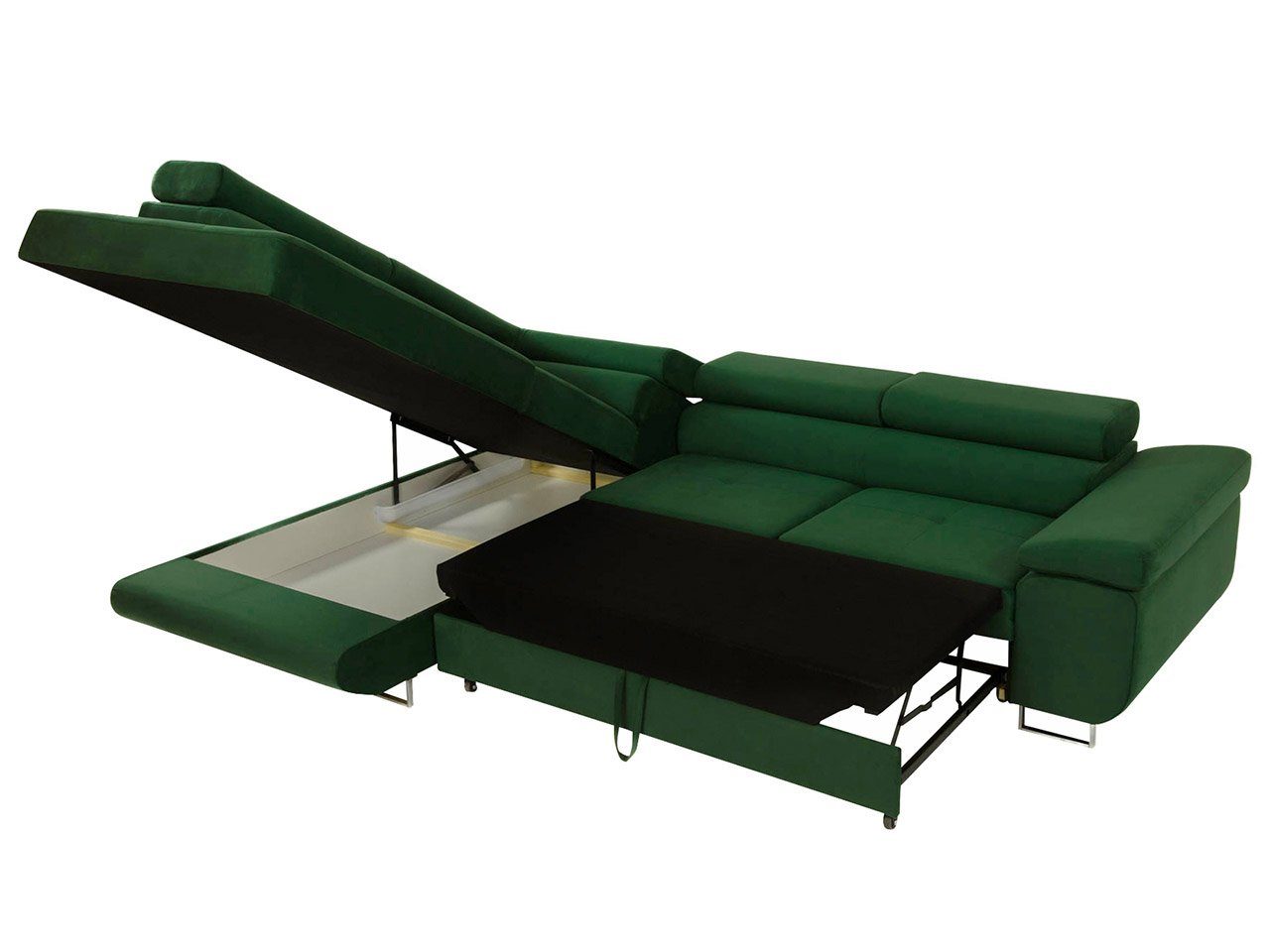 MIRJAN24 Ecksofa Torezio, mit Bettkasten und Schlaffunktion, Einstellbare Kopfstützen, 274x203x70-90 cm
