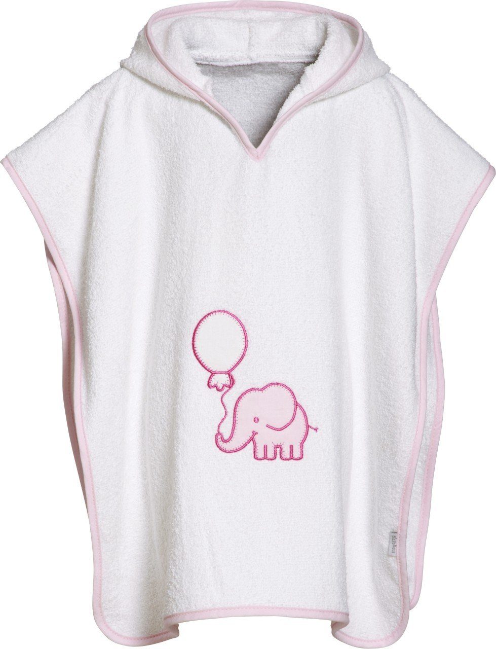 Playshoes weiß/rosa Elefant Frottee-Poncho Badeponcho