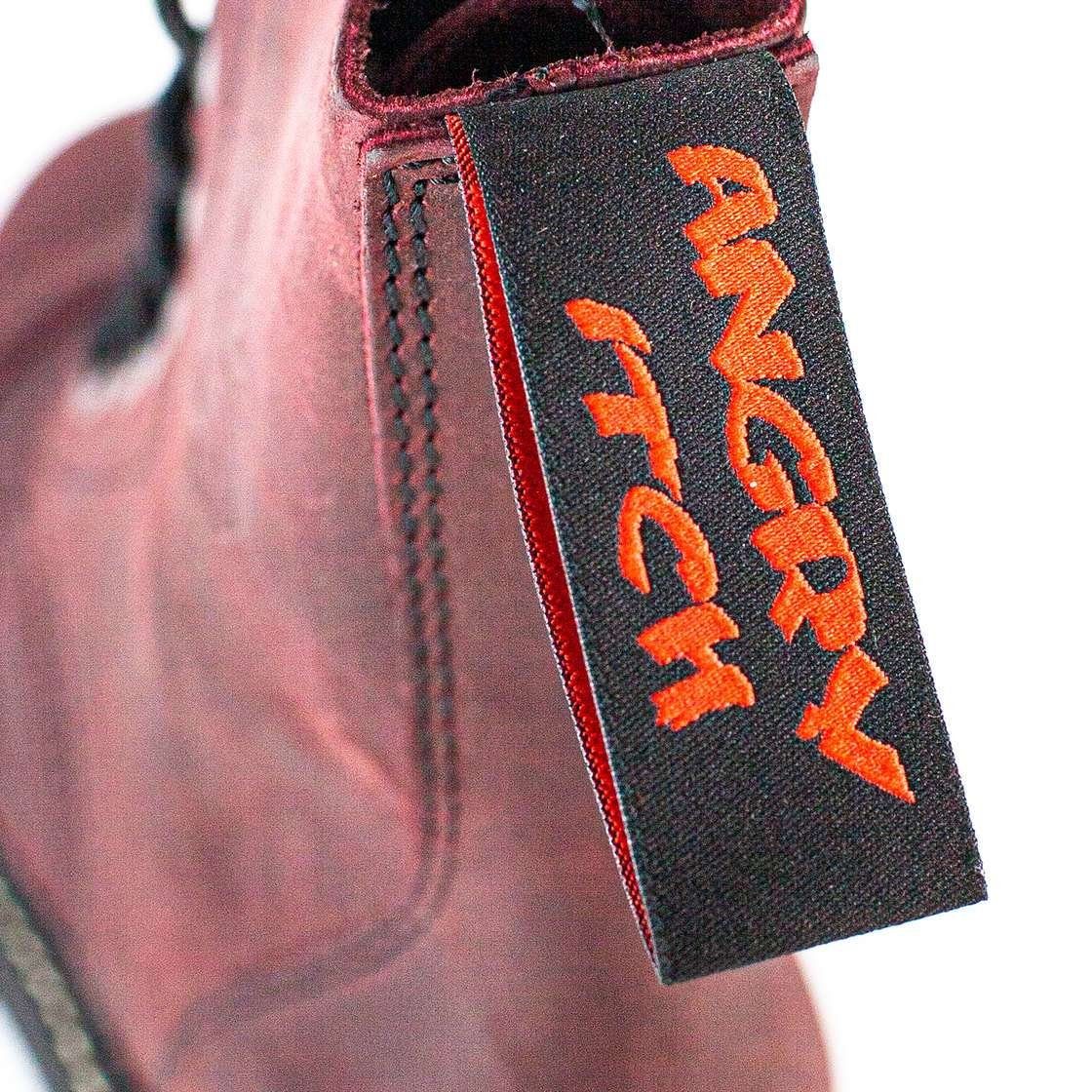 ANGRY ITCH Angry Itch 08-Loch Leder Stiefel Vintage Bordeaux Größe 43 Schnürstiefel aus echtem Leder, mit Stahlkappe