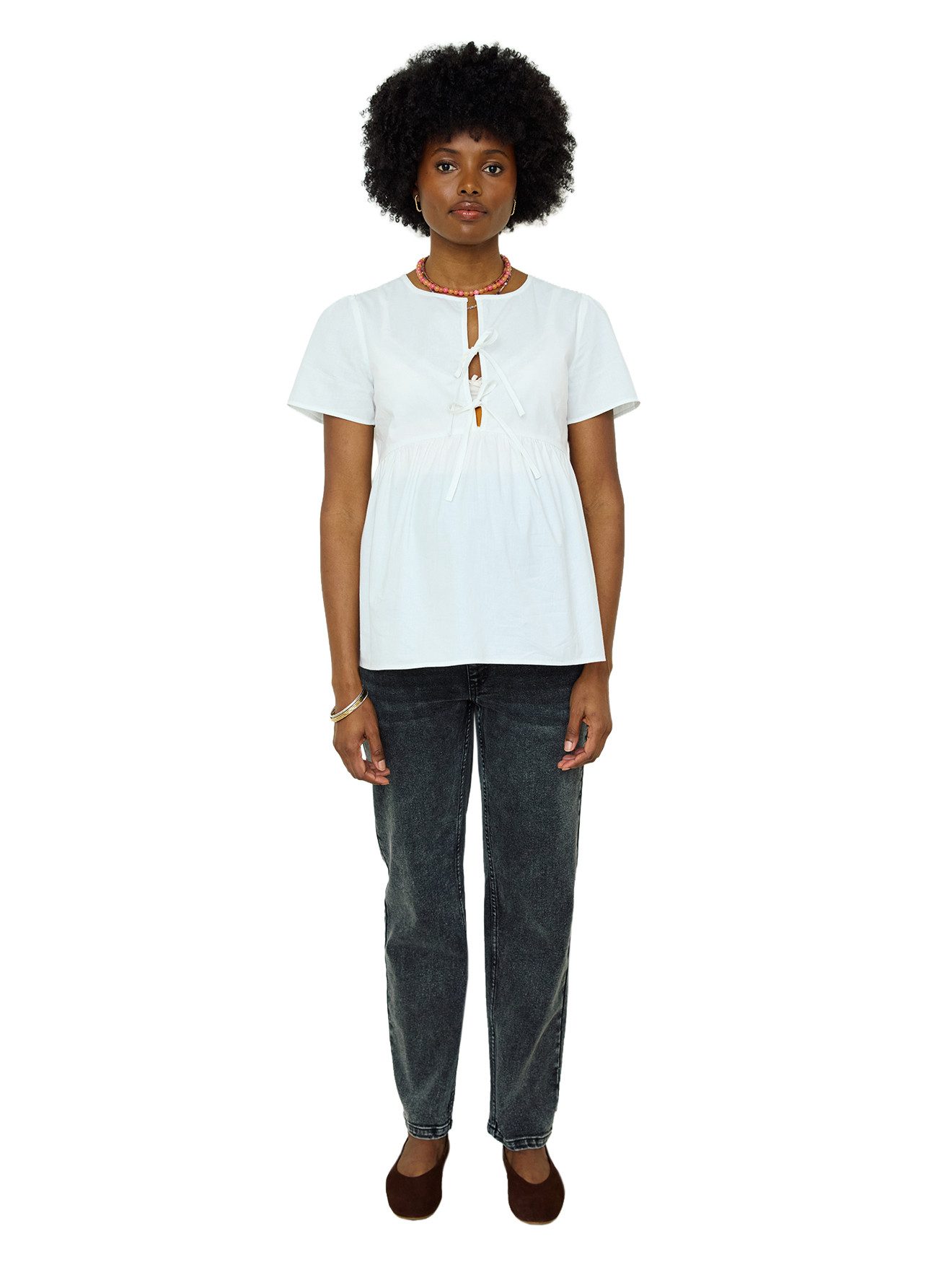 vertbaudet Umstandsbluse Umstands- und Stillbluse mit Bindeband, Baumwolle