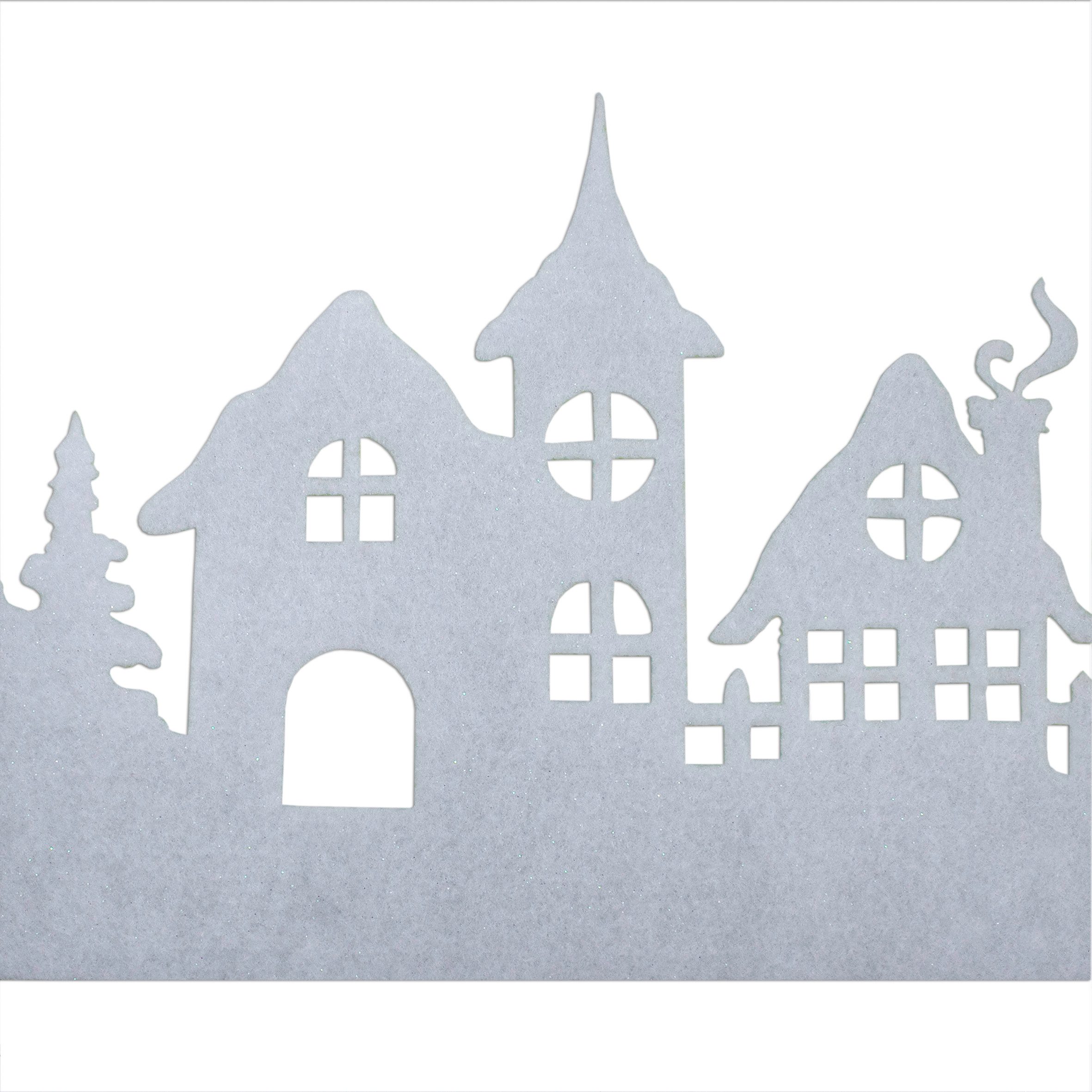 Spetebo Fensterbild Winterlandschaft aus Filz 2er Set, inklusive Klebestreifen