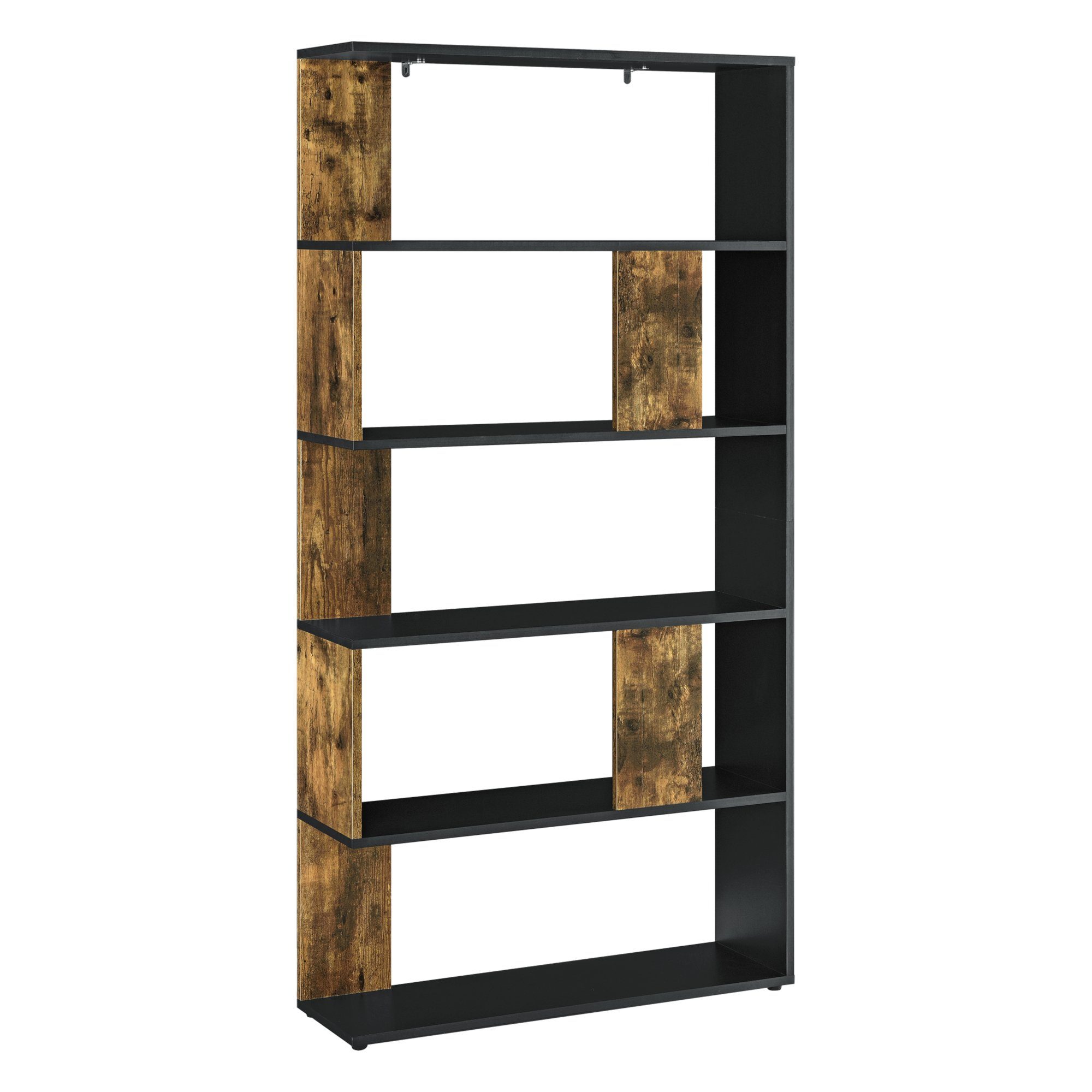 holzfarben Bücherregal, Regal Ablageflächen »Aneby« - en.casa schwarz 5 Holzton 159x80x23,5cm Schwarz/D. mit