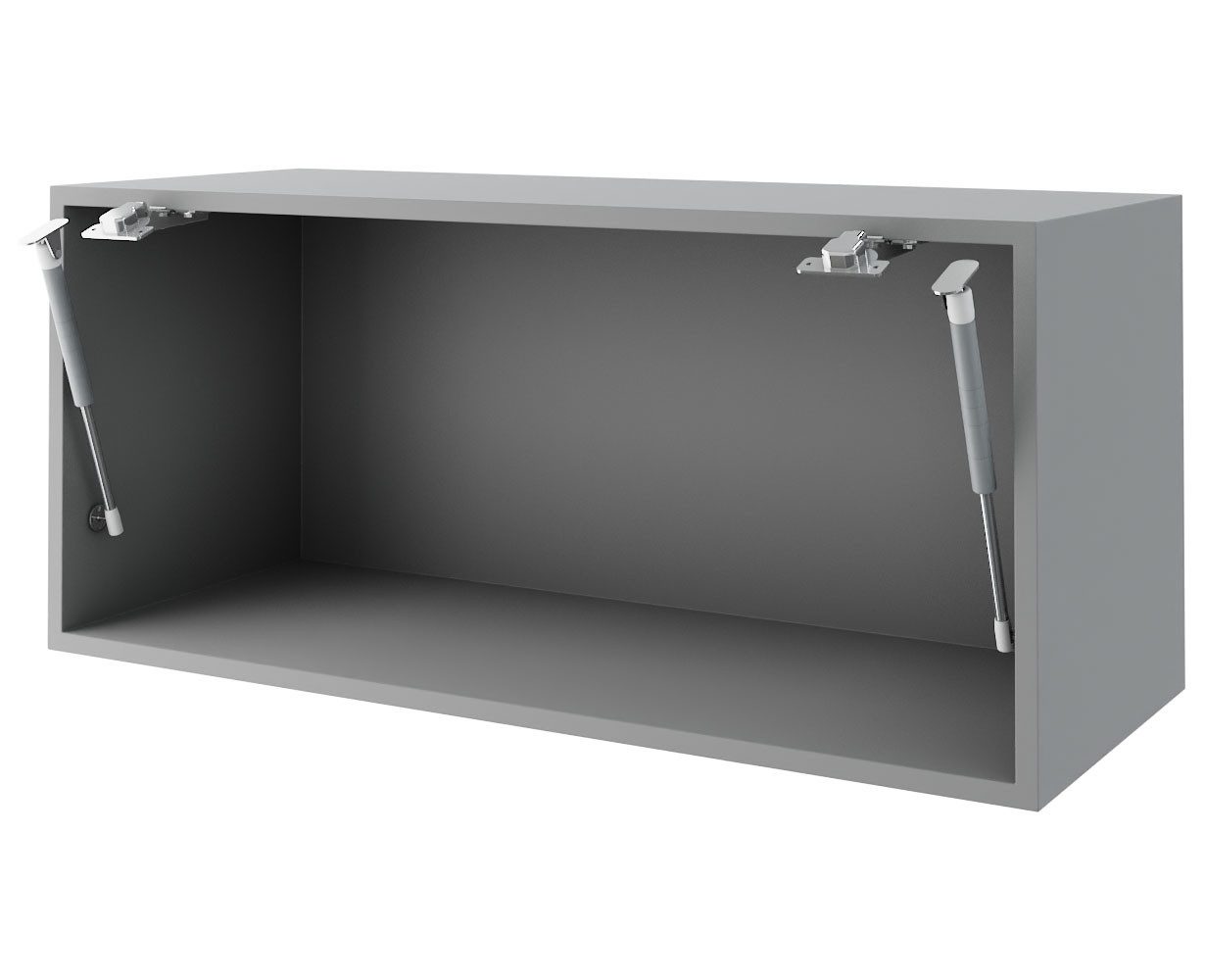 Feldmann-Wohnen Klapphängeschrank Kvantum (W4B/80, 1 Klappe, innen 1 Fach, Gasdruckdämpfer, 1-St., moderne Matt-Optik, dekorative Fräsungen, B/T/H 80x32,5x36cm) Grau / Vanille Matt Gasdruckdämpfer