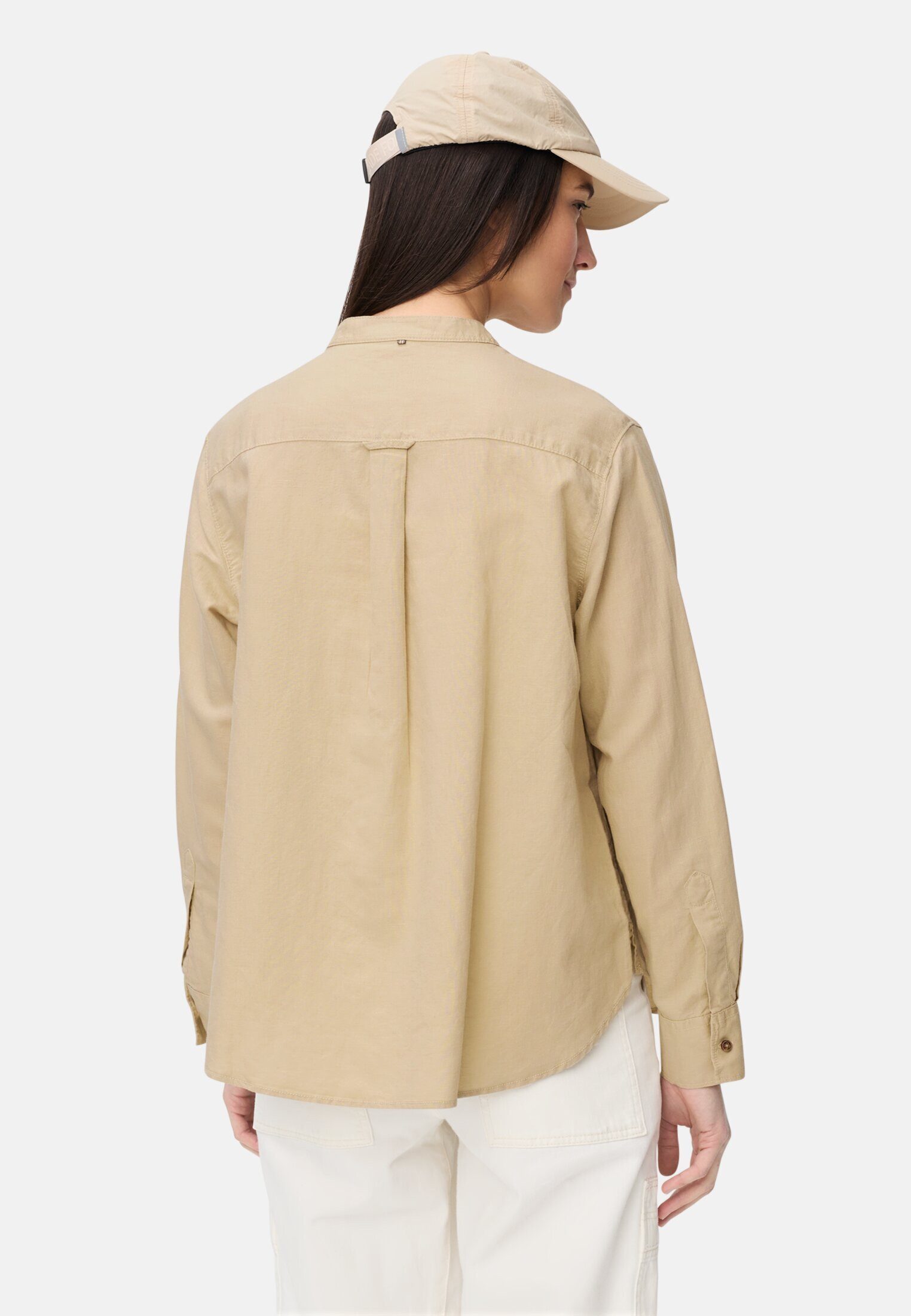 camel active Hemdbluse mit Stehkragen und Knopfleiste Langarm unifarben