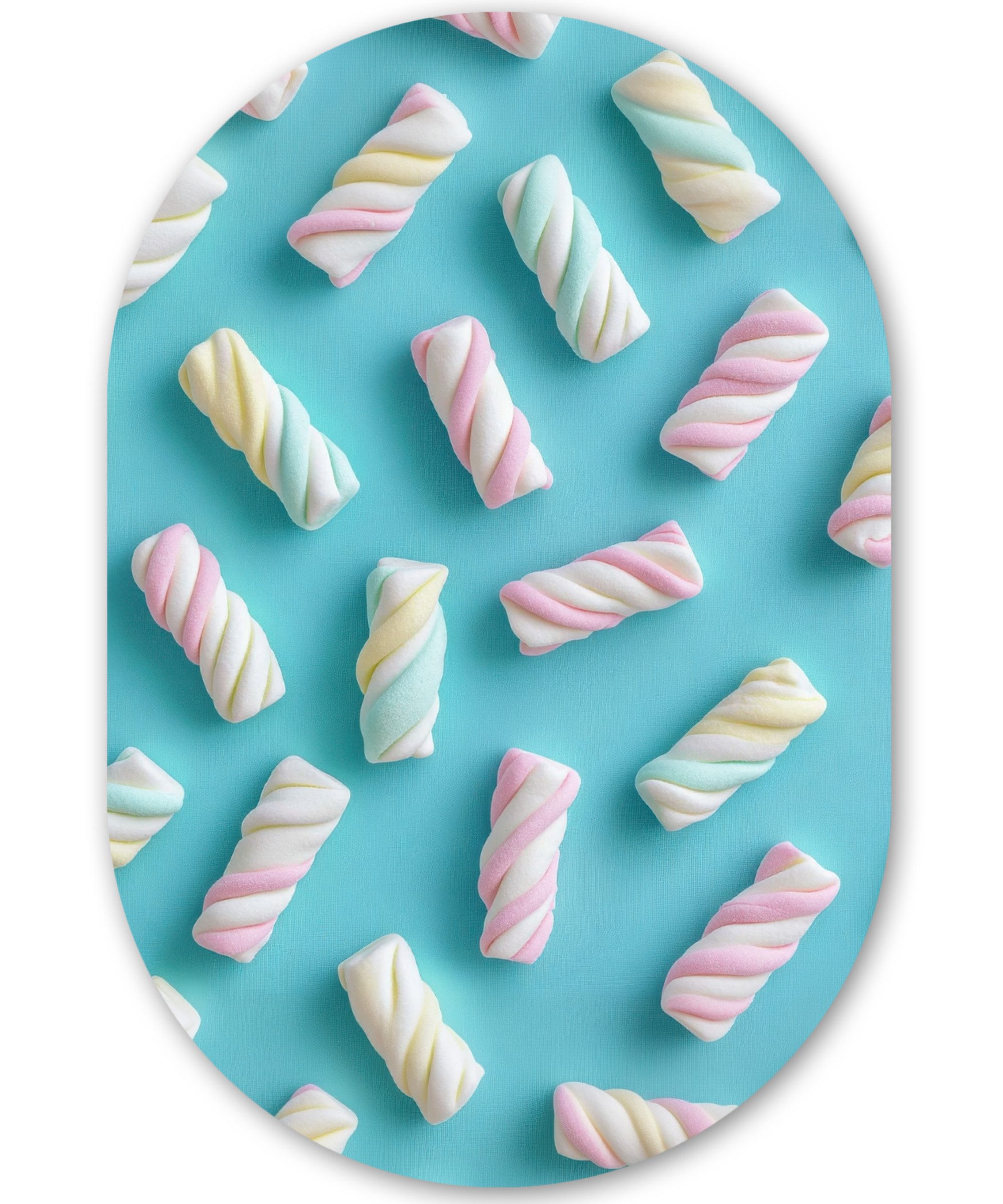 MuchoWow Gemälde Speck - Pastell - Bonbon - Blau, Fotodruck (1 St), Wandbild Oval, Wohnzimmer oder Schlafzimmer Wanddekoration, 40x60 cm