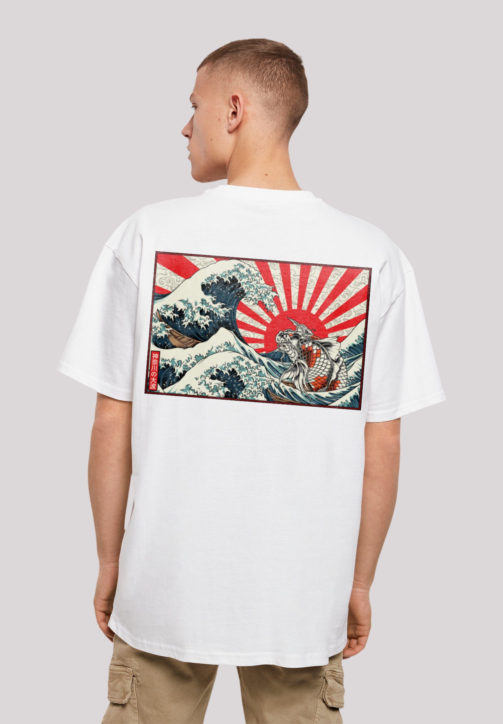 F4NT4STIC T-Shirt Kanagawa Welle weiß Print Japan