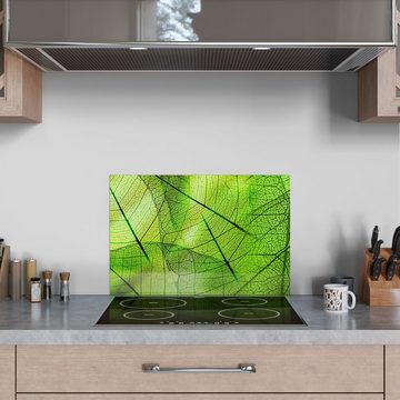 DEQORI Küchenrückwand 'Transparente Laubblätter', Glas Spritzschutz Badrückwand Herdblende